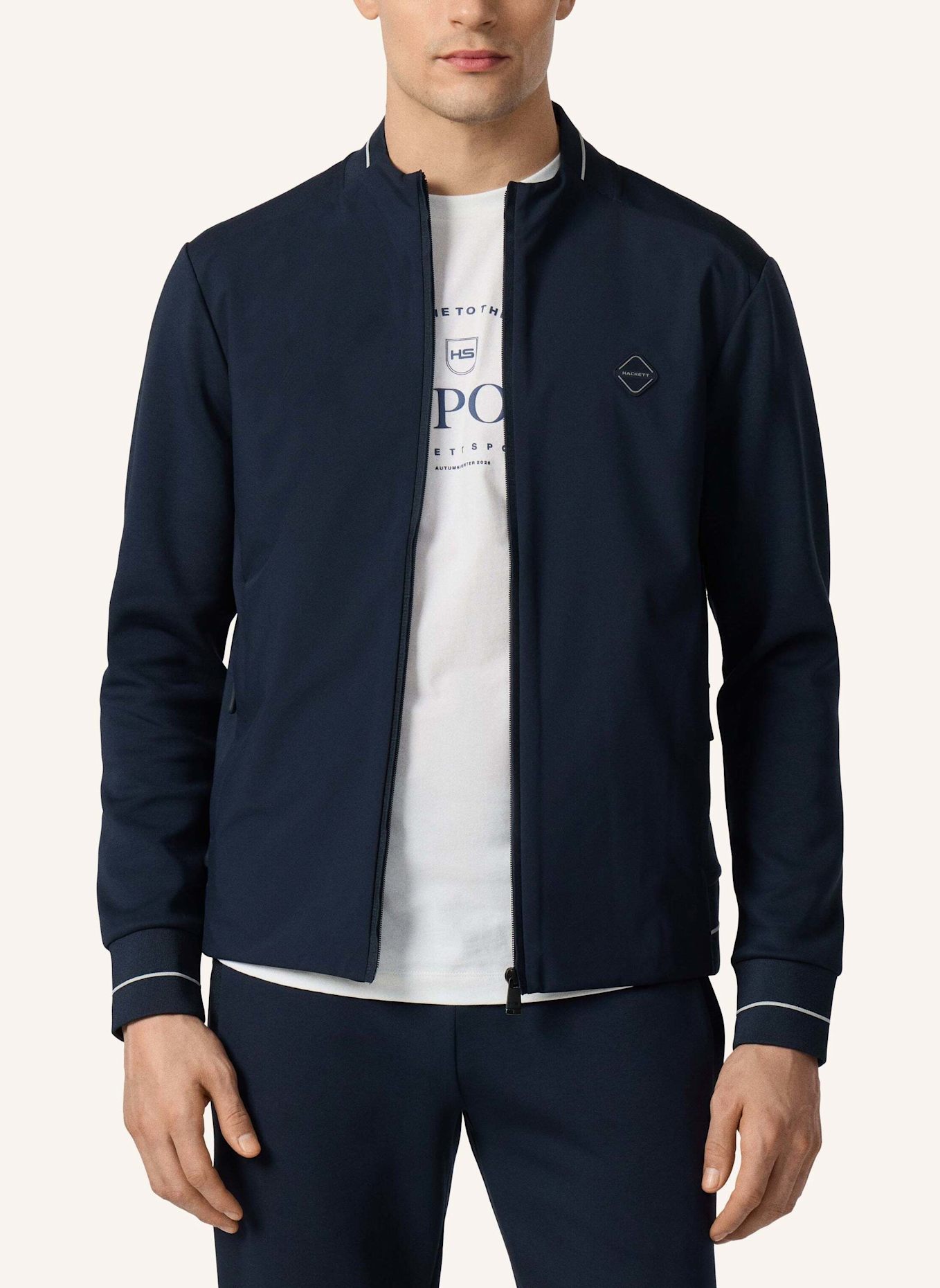 HACKETT LONDON Sweatshirt HS TECH TRACK FZ: DUNKELBLAU