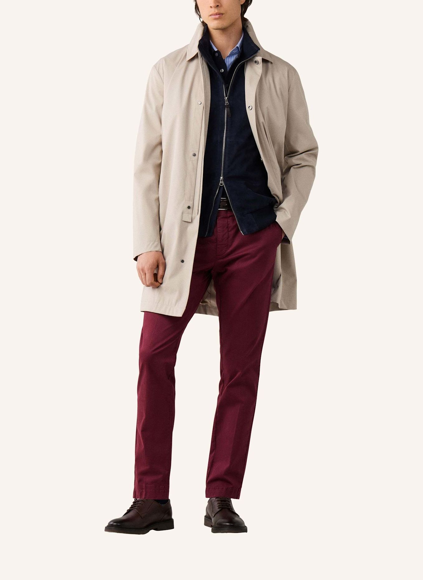 HACKETT LONDON Stehkragenmantel SLOANE MAC: BEIGE