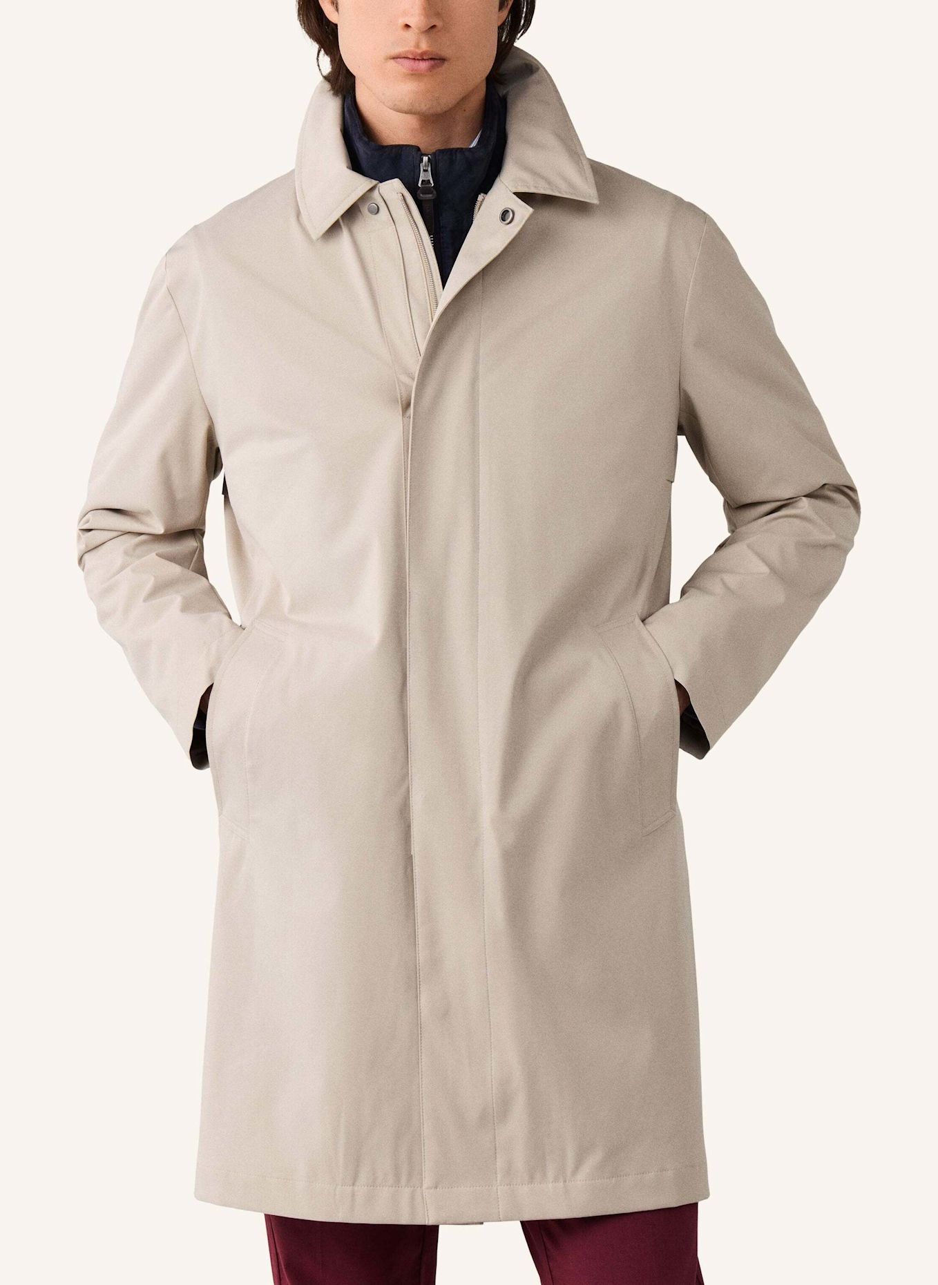 HACKETT LONDON Stehkragenmantel SLOANE MAC: BEIGE