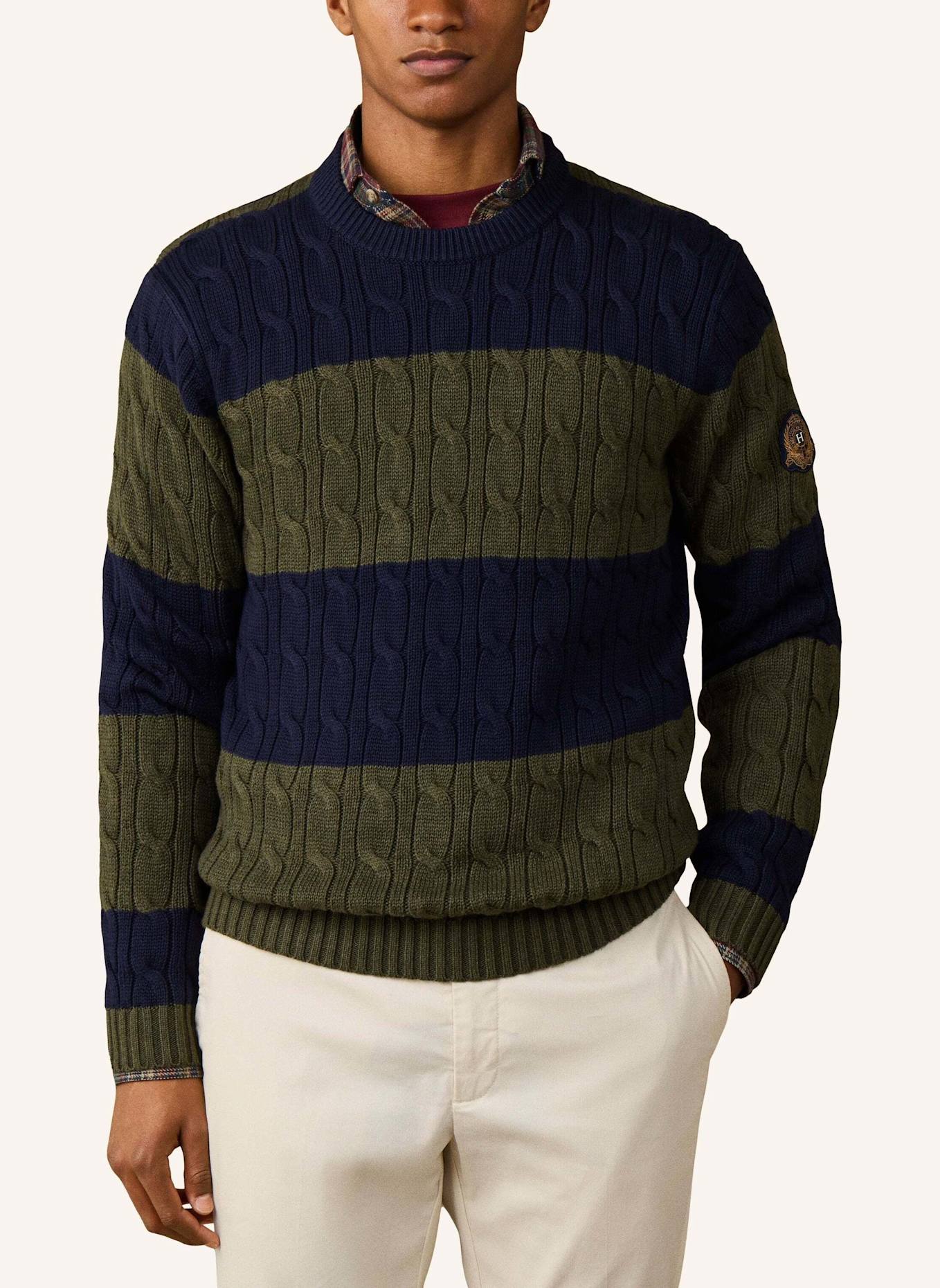 HACKETT LONDON Pullover HERITAGE STR CABLE CRW: BLAU