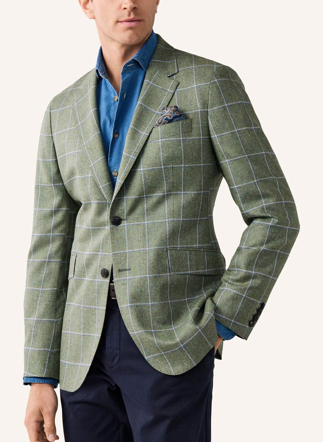 HACKETT LONDON Sakko SILK WOOL WPANE: GRÜN