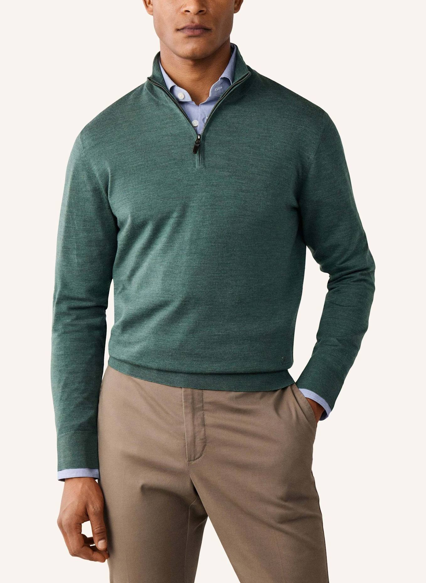 HACKETT LONDON Pullover ESS MERINO HZIP: OLIV