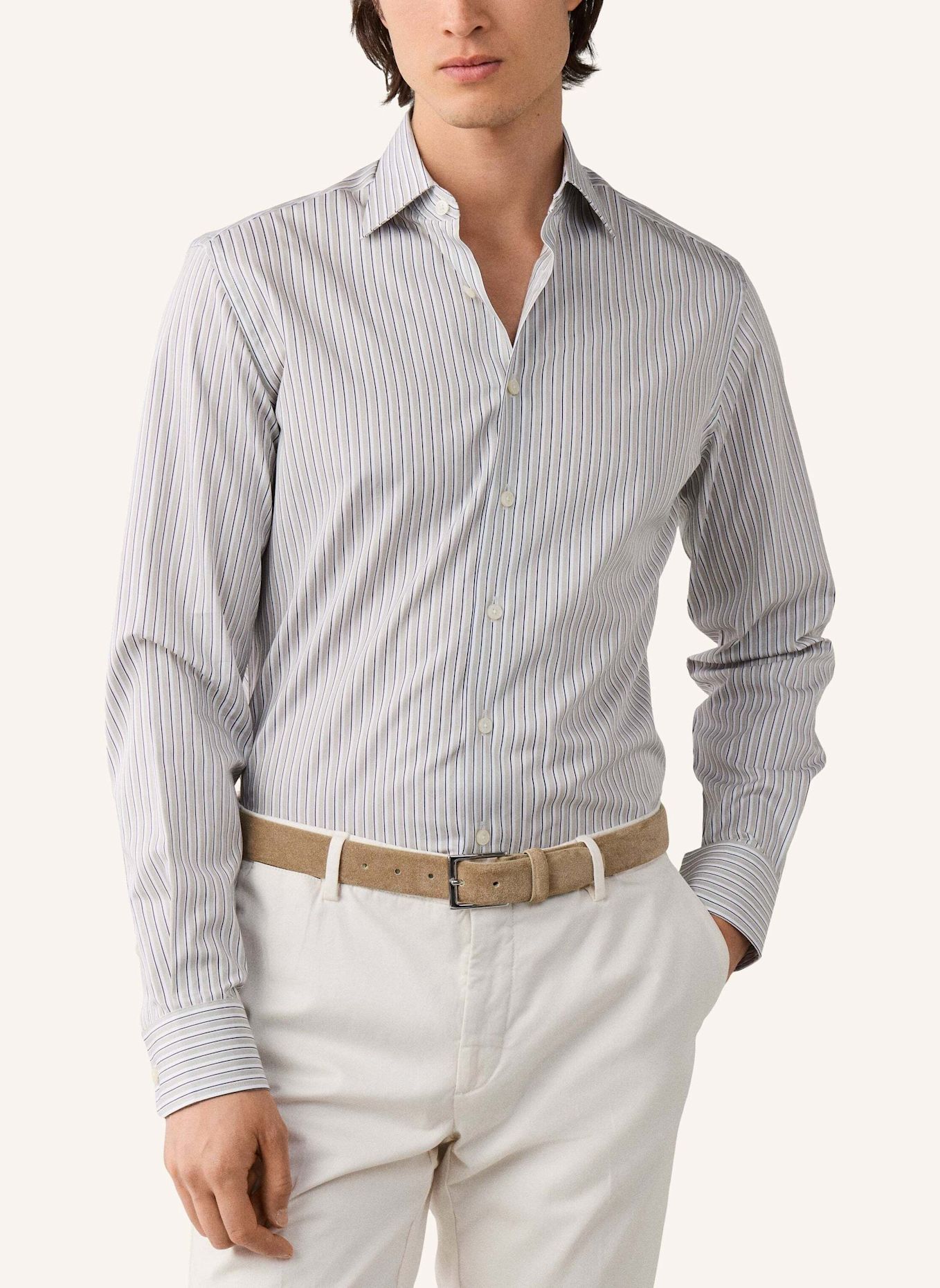 HACKETT LONDON Freizeithemd TRIO STRIPE: HELLGRAU
