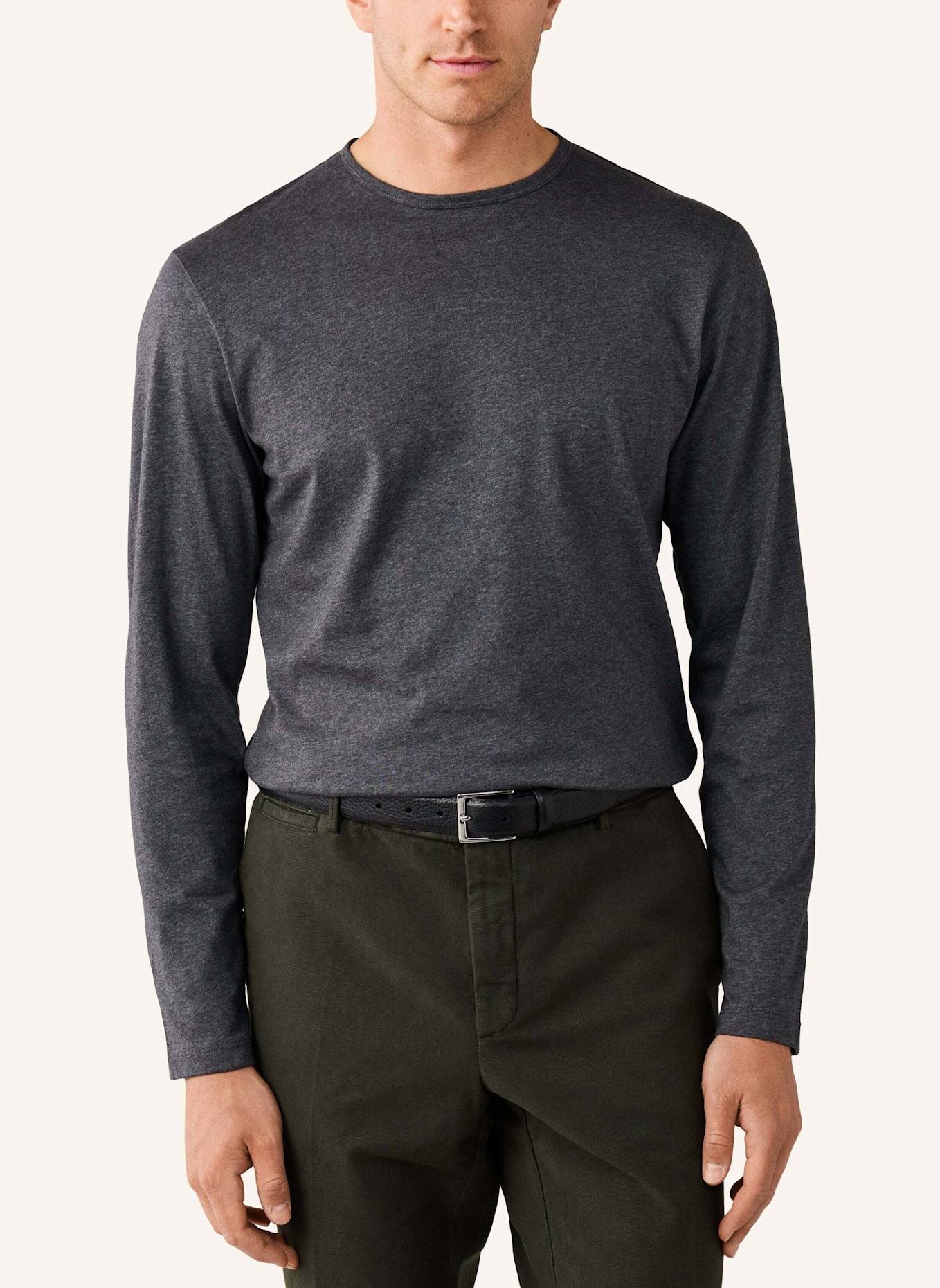 HACKETT LONDON T-Shirt PIMA COTTON TEE LS: DUNKELGRAU