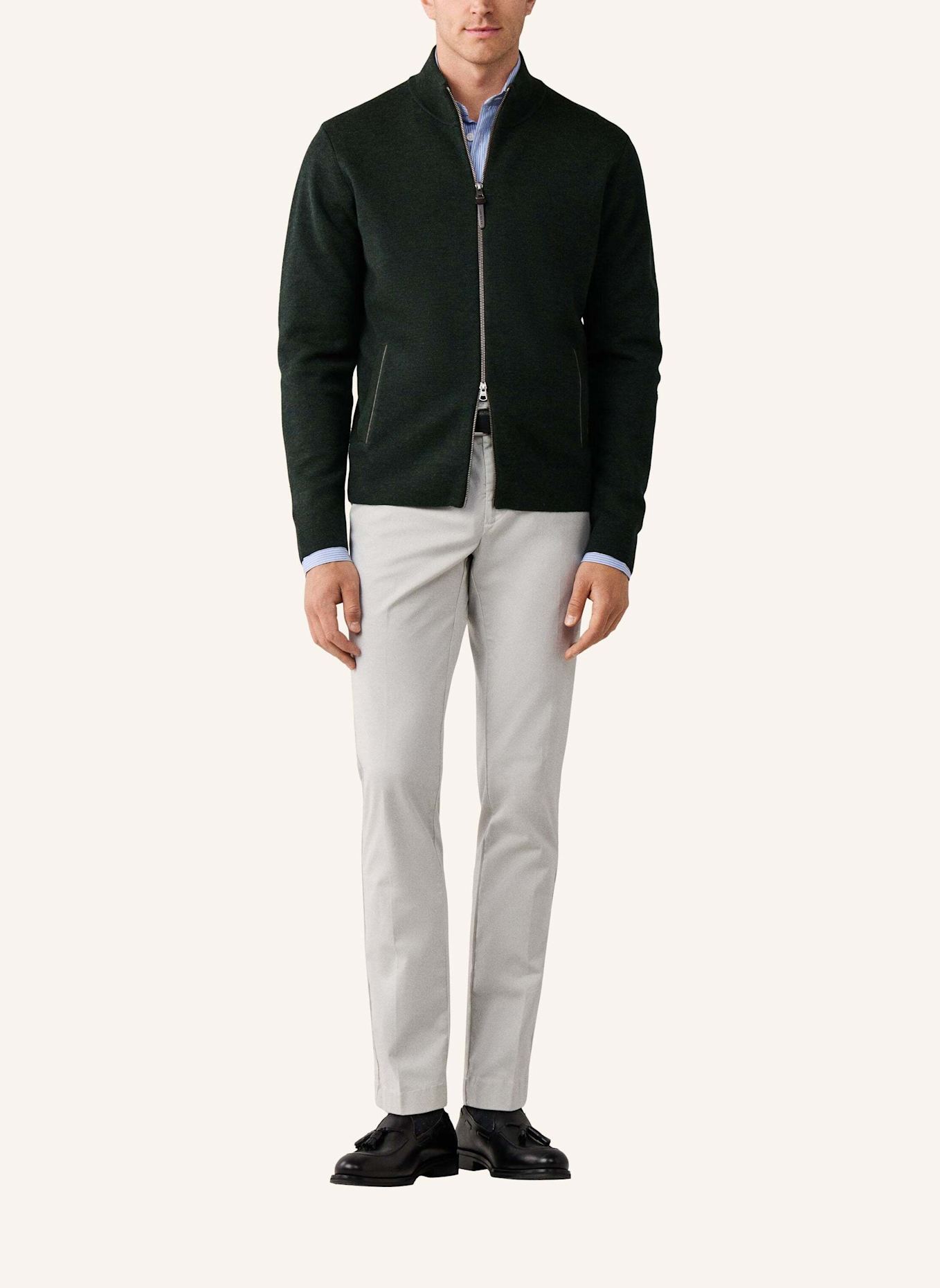 HACKETT LONDON Pullover MILANO FZIP: GRÜN