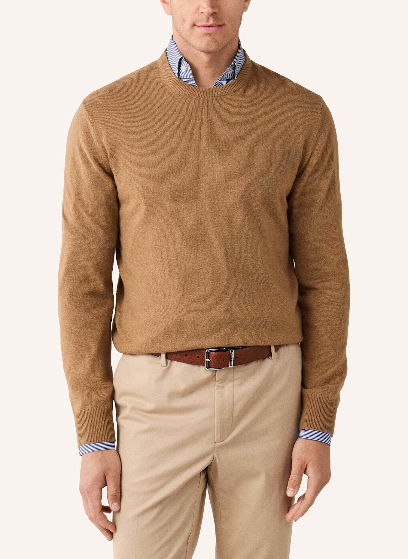 HACKETT LONDON Pullover MERINO CASH MIX CREW: BEIGE