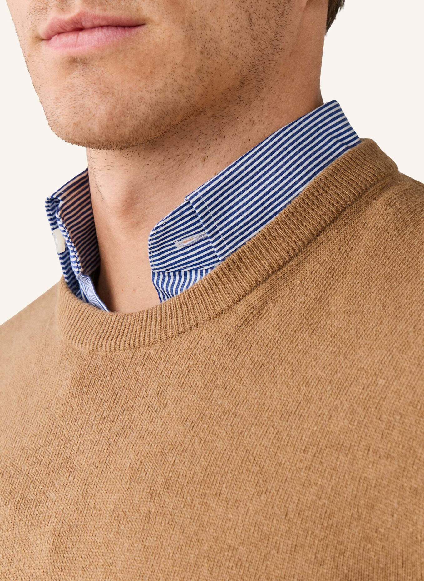 HACKETT LONDON Pullover MERINO CASH MIX CREW: BEIGE