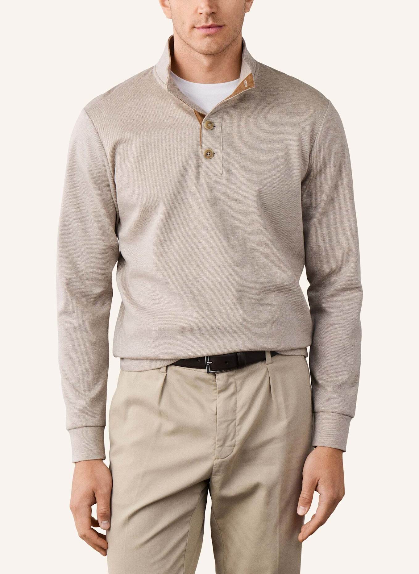 HACKETT LONDON Sweatshirt TTVL TWILL JACQ PLKT: BEIGE