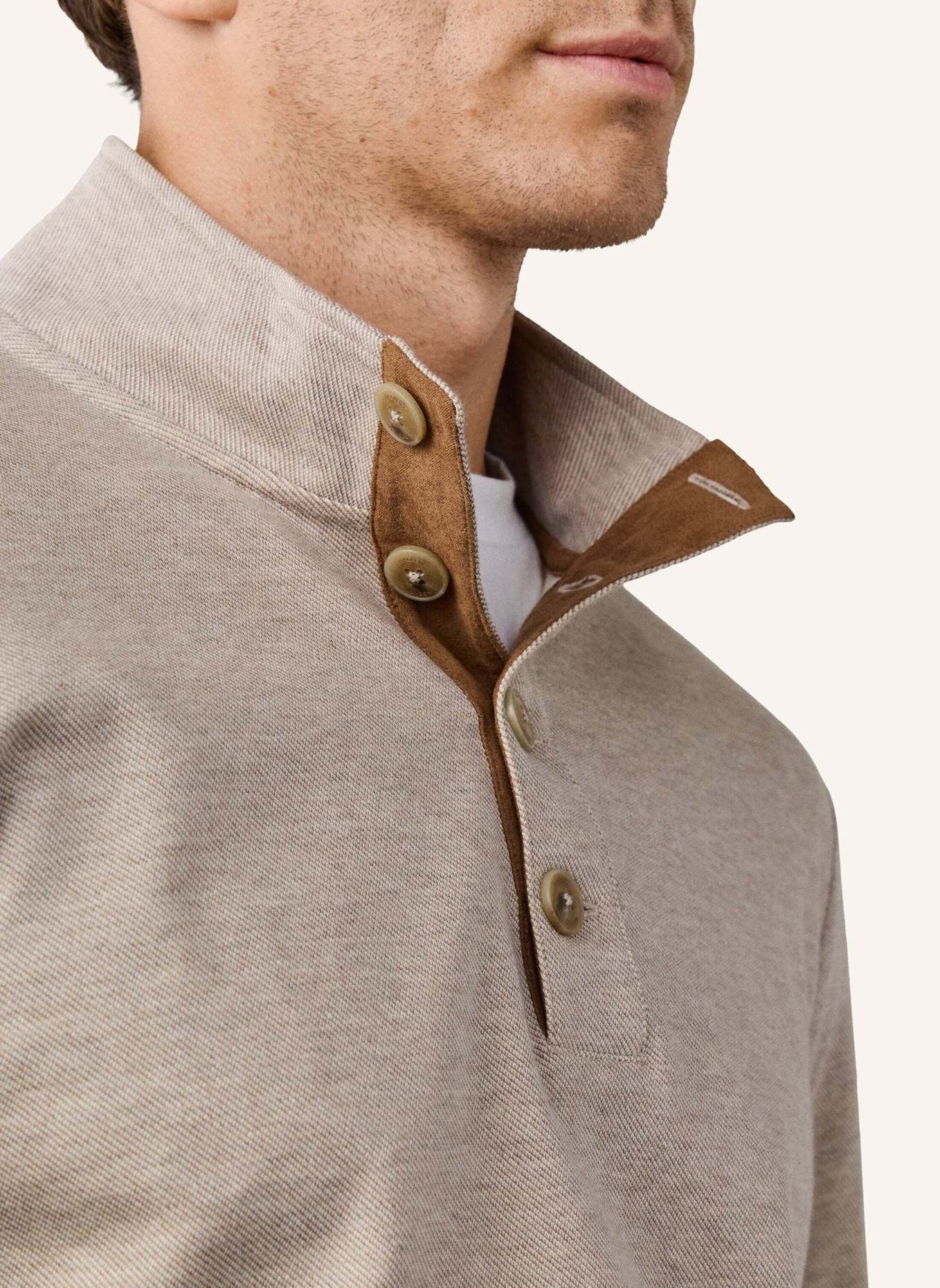 HACKETT LONDON Sweatshirt TTVL TWILL JACQ PLKT: BEIGE