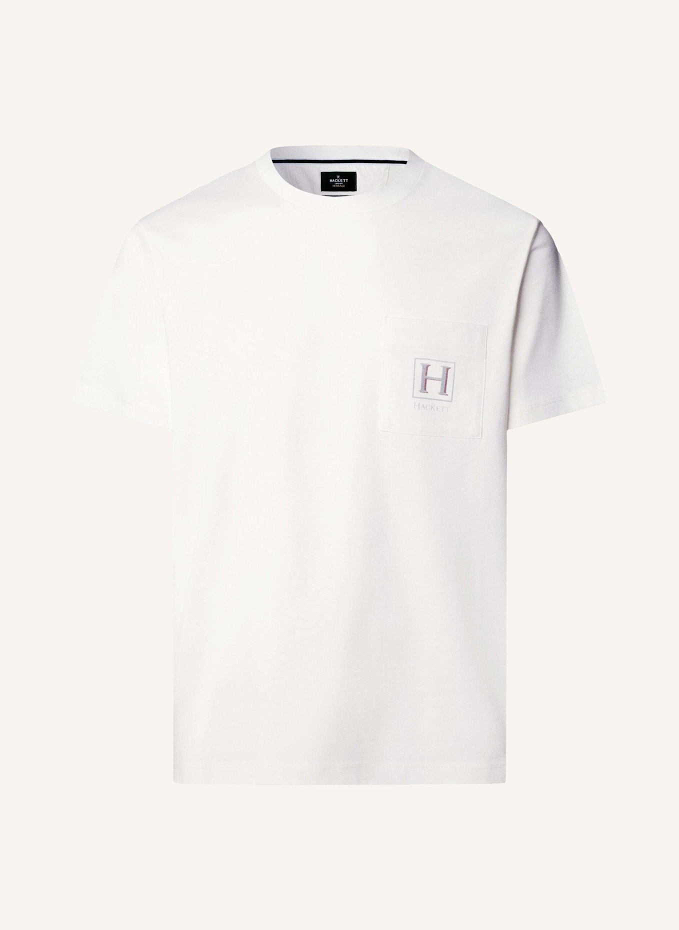 HACKETT LONDON T-Shirt HERITAGE H POCKET TEE: CREME