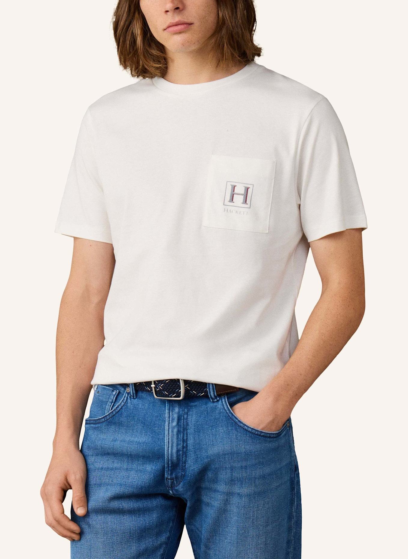 HACKETT LONDON T-Shirt HERITAGE H POCKET TEE: CREME