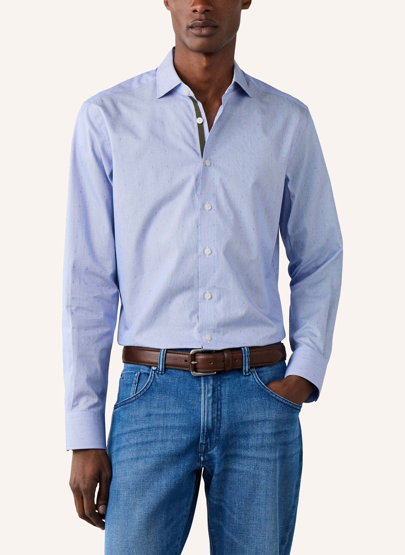 HACKETT LONDON Freizeithemd FIL COUPE BENGAL STR: BLAU