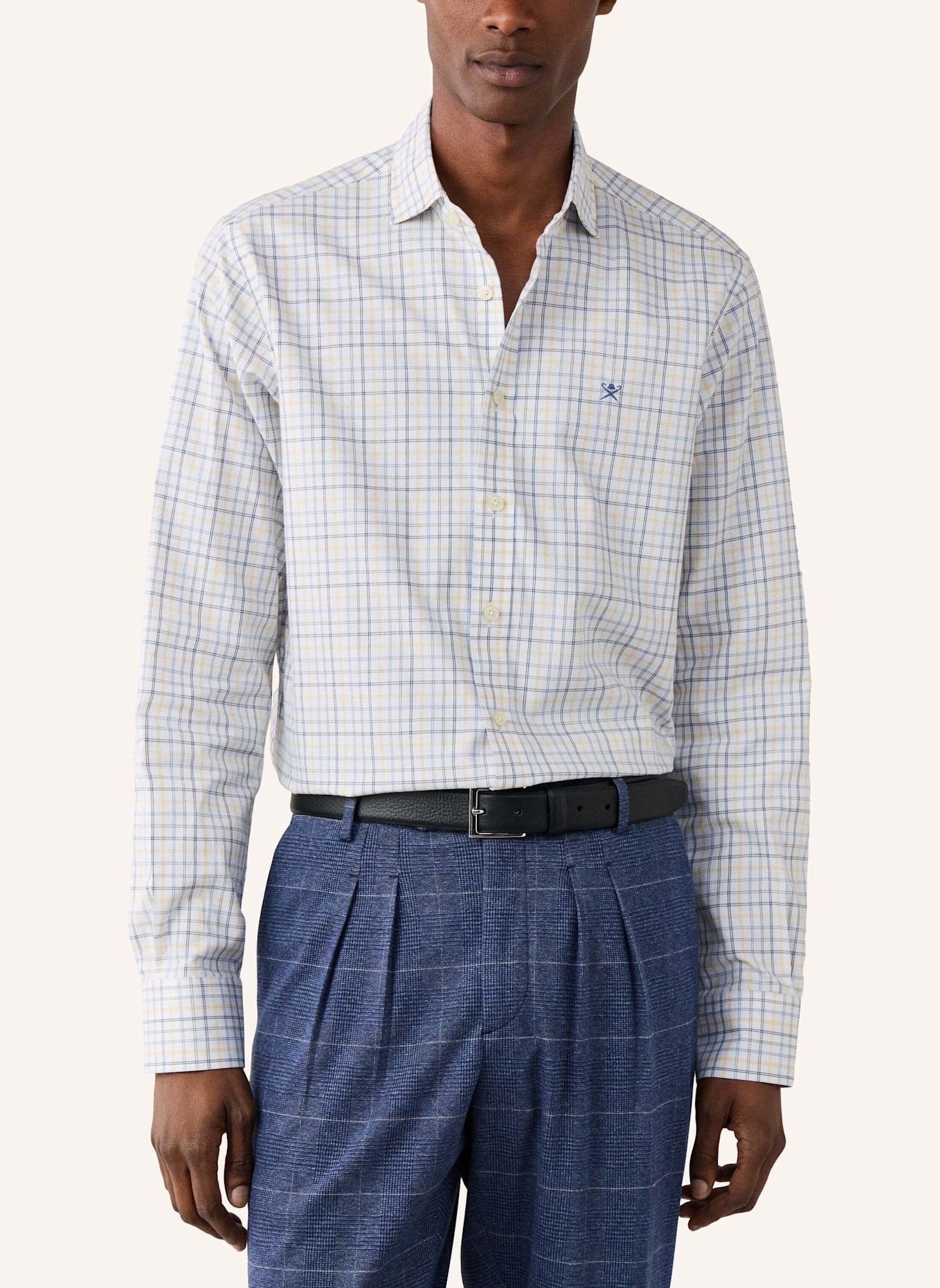 HACKETT LONDON Freizeithemd THREE COL TATTERSALL: BLAU