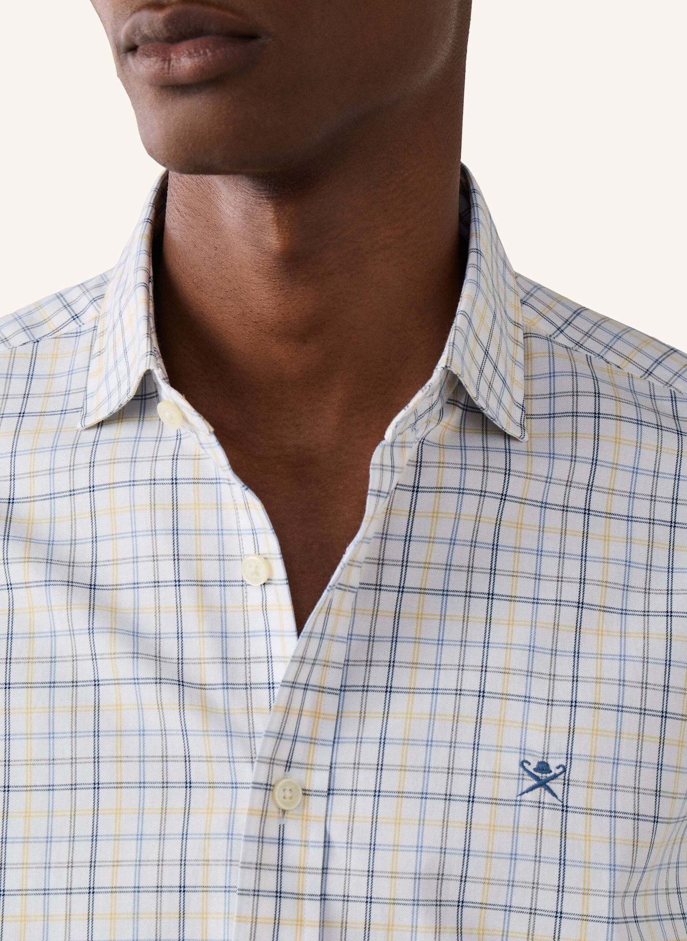 HACKETT LONDON Freizeithemd THREE COL TATTERSALL: BLAU