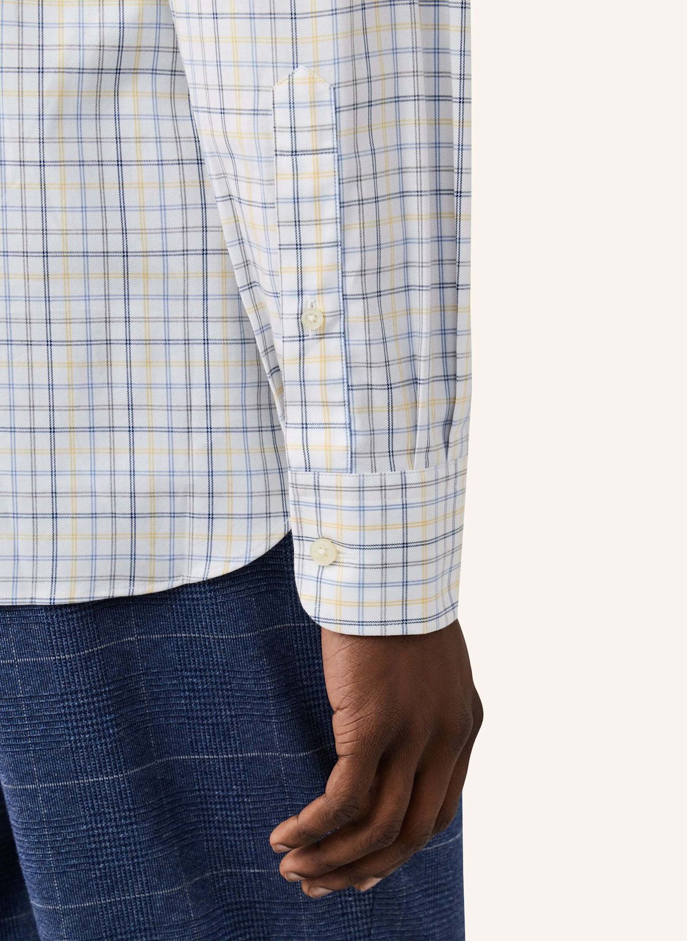 HACKETT LONDON Freizeithemd THREE COL TATTERSALL: BLAU
