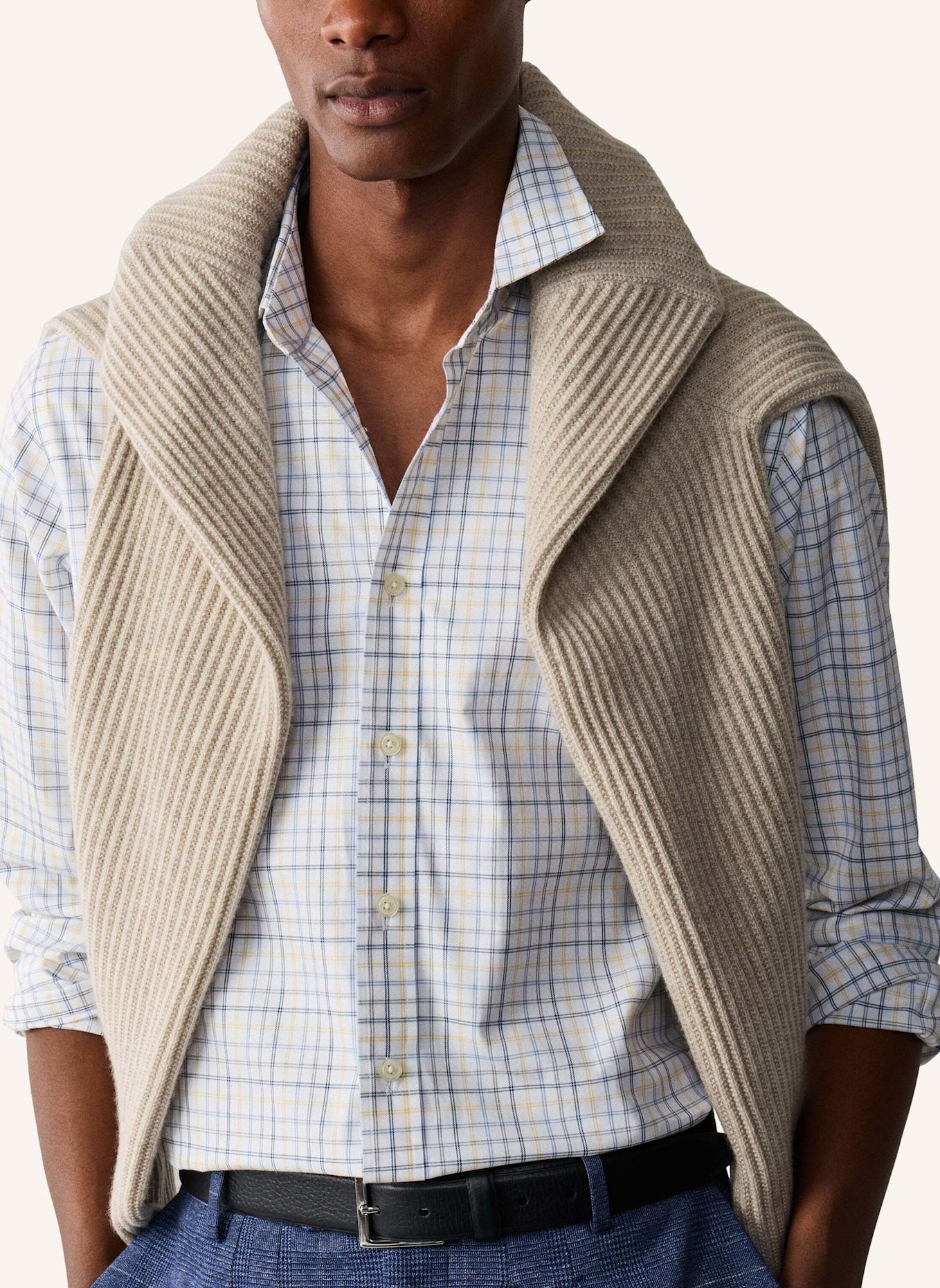HACKETT LONDON Freizeithemd THREE COL TATTERSALL: BLAU