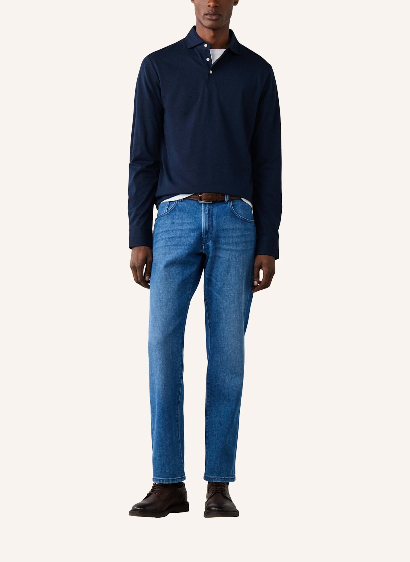 HACKETT LONDON Poloshirt PIMA COTTON POLO LS: DUNKELBLAU
