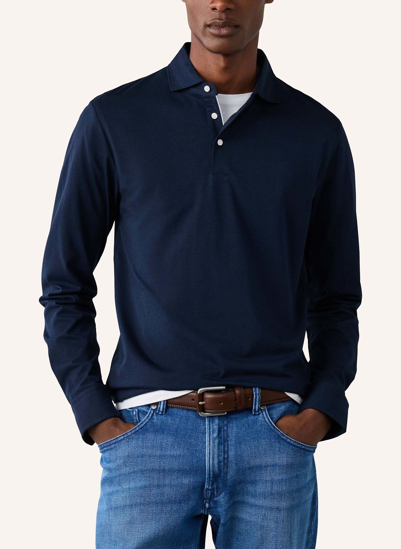 HACKETT LONDON Poloshirt PIMA COTTON POLO LS: DUNKELBLAU