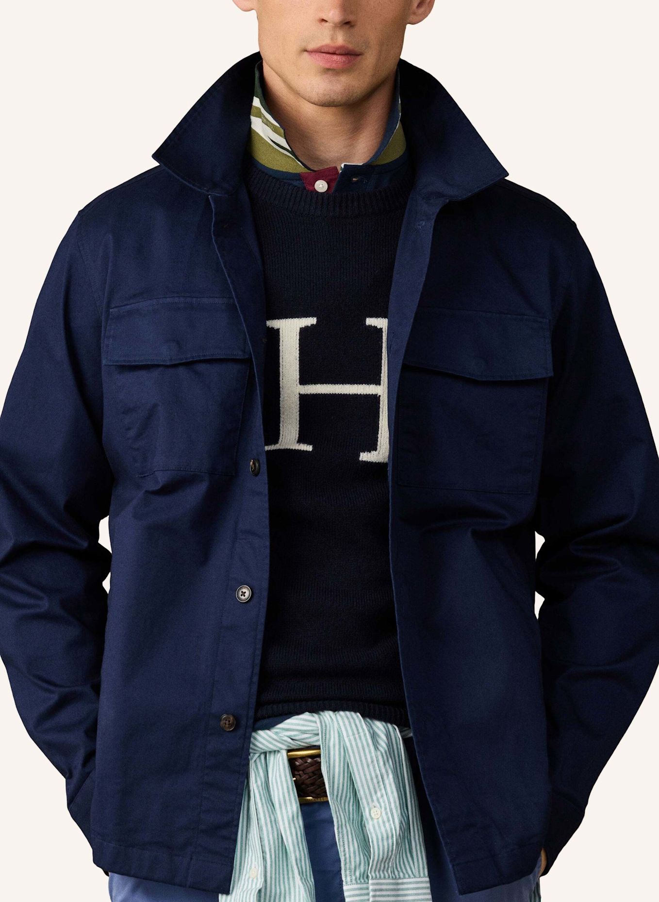 HACKETT LONDON Overjacket HERITAGE OVERSHIRT: DUNKELBLAU