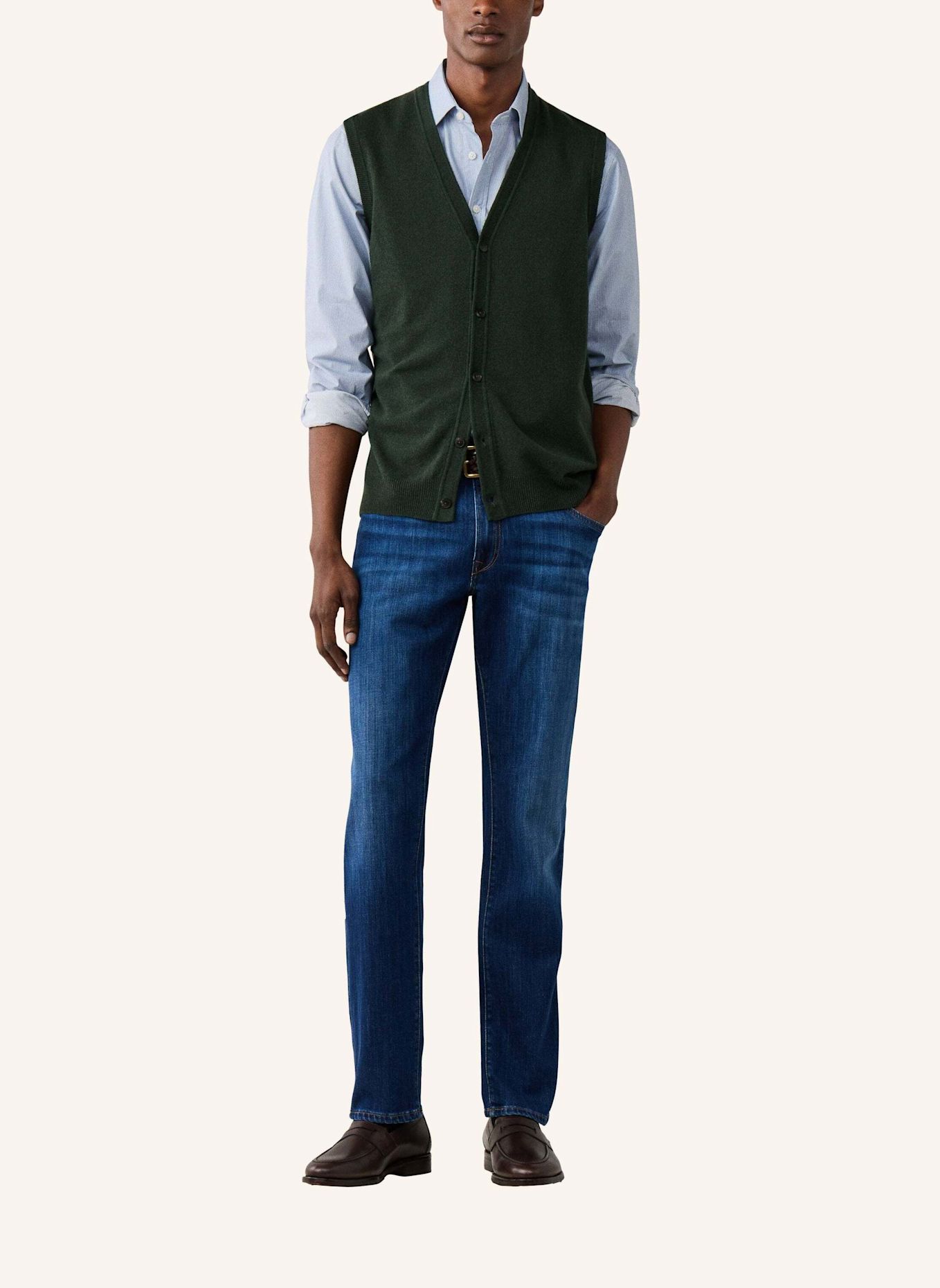 HACKETT LONDON Pullover WOOL CASH MIX WCOAT: GRÜN