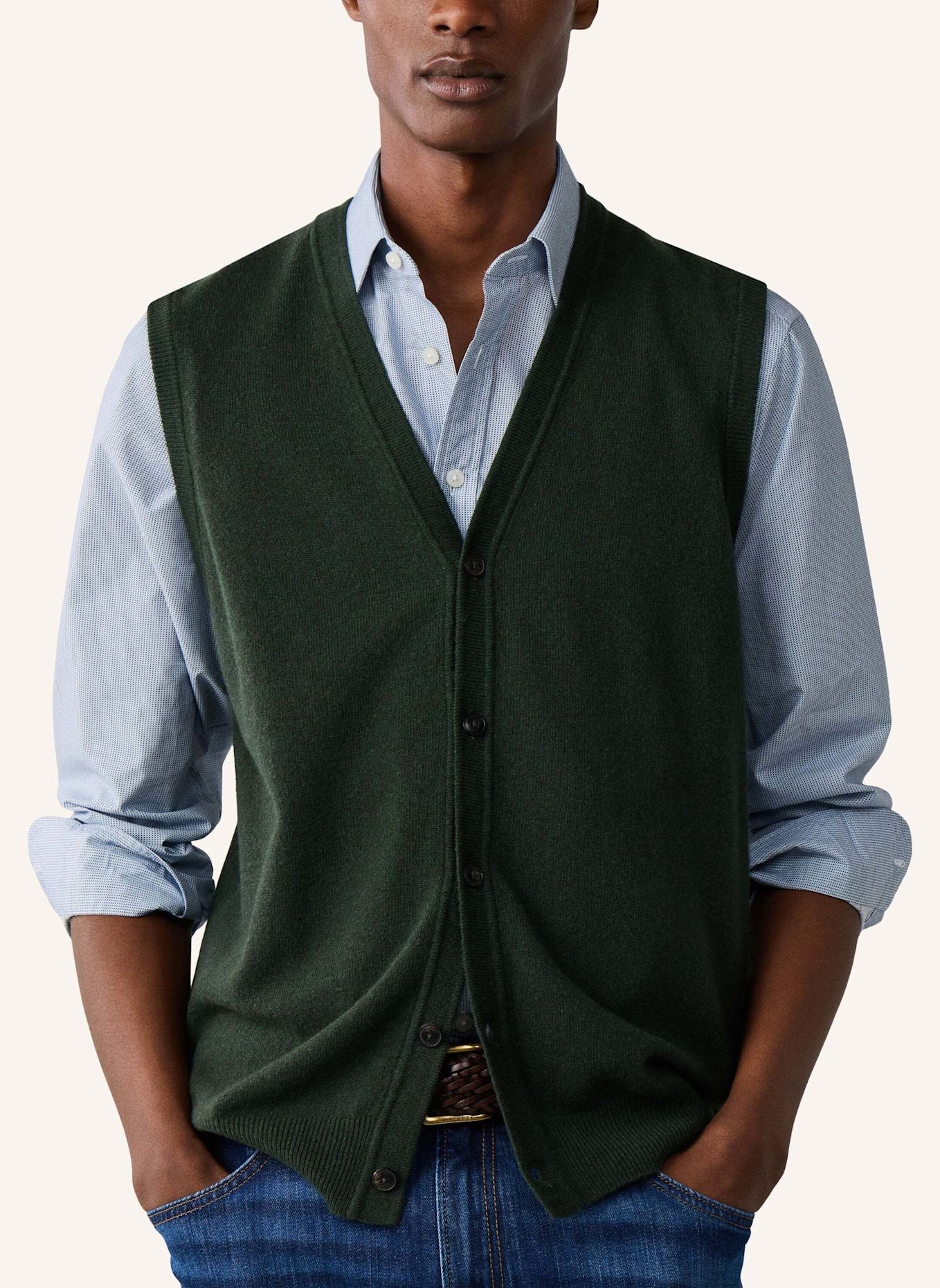 HACKETT LONDON Pullover WOOL CASH MIX WCOAT: GRÜN