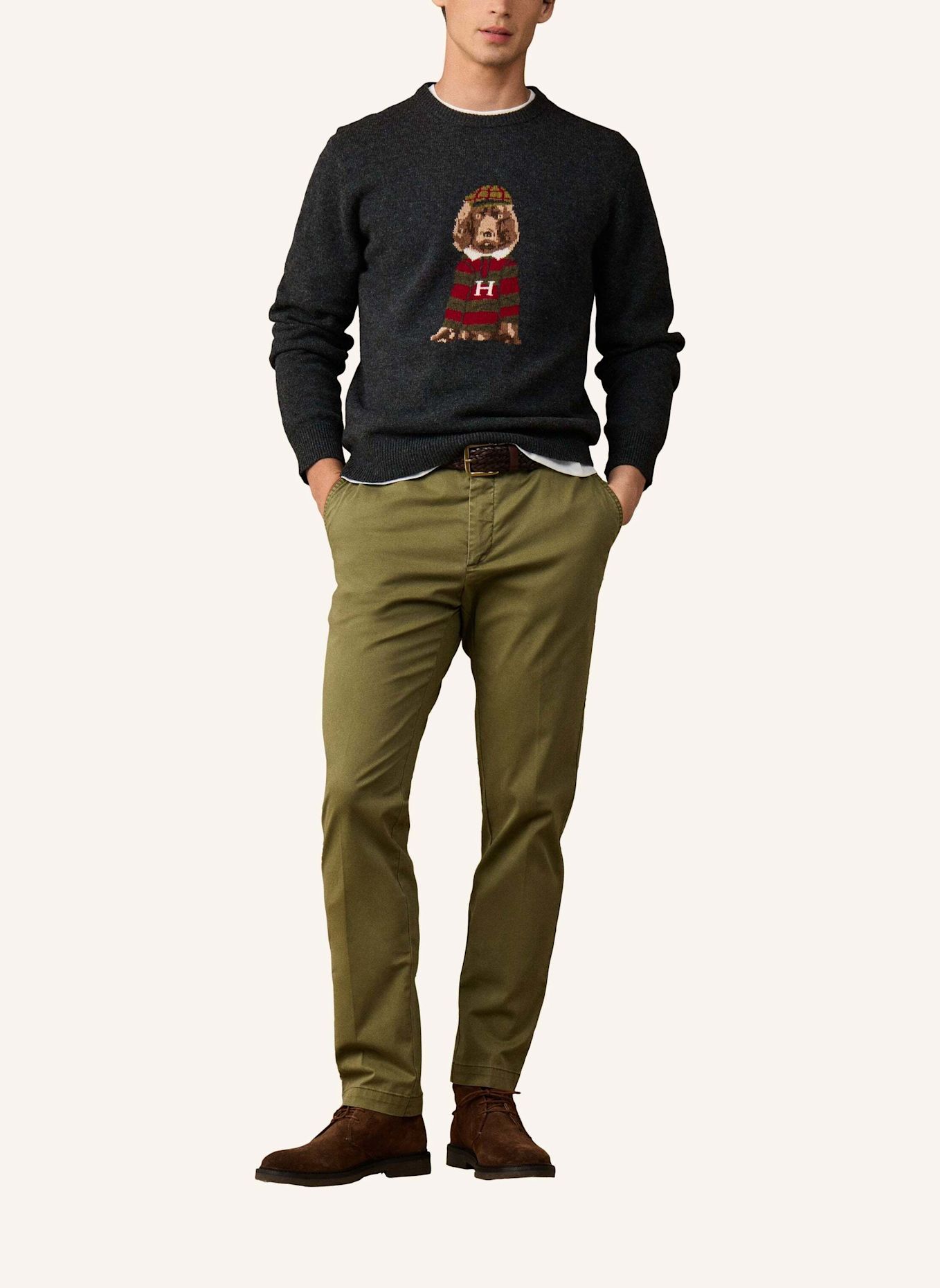 HACKETT LONDON Pullover HERITAGE HARRY CREW: DUNKELGRAU