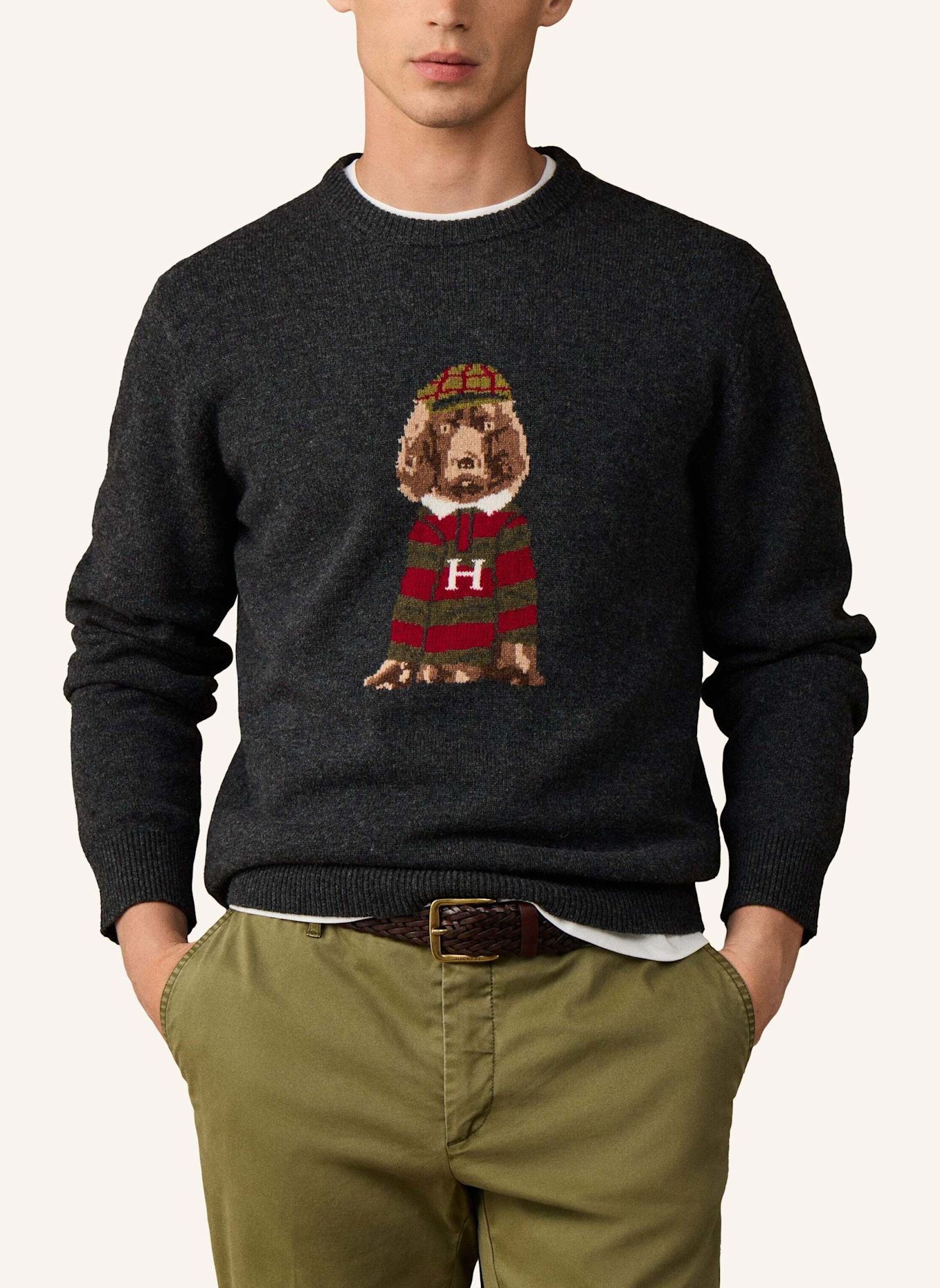 HACKETT LONDON Pullover HERITAGE HARRY CREW: DUNKELGRAU