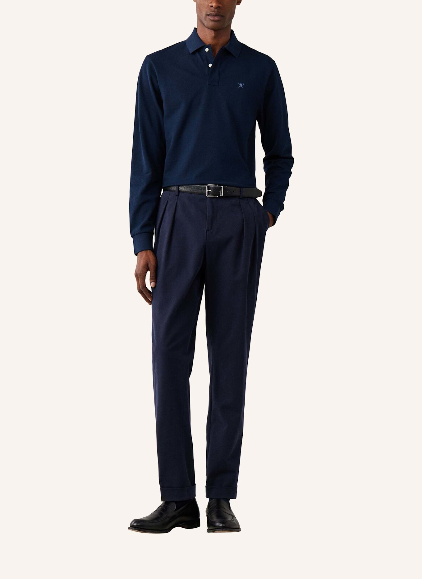 HACKETT LONDON Poloshirt SLIM FIT LOGO LS: DUNKELBLAU