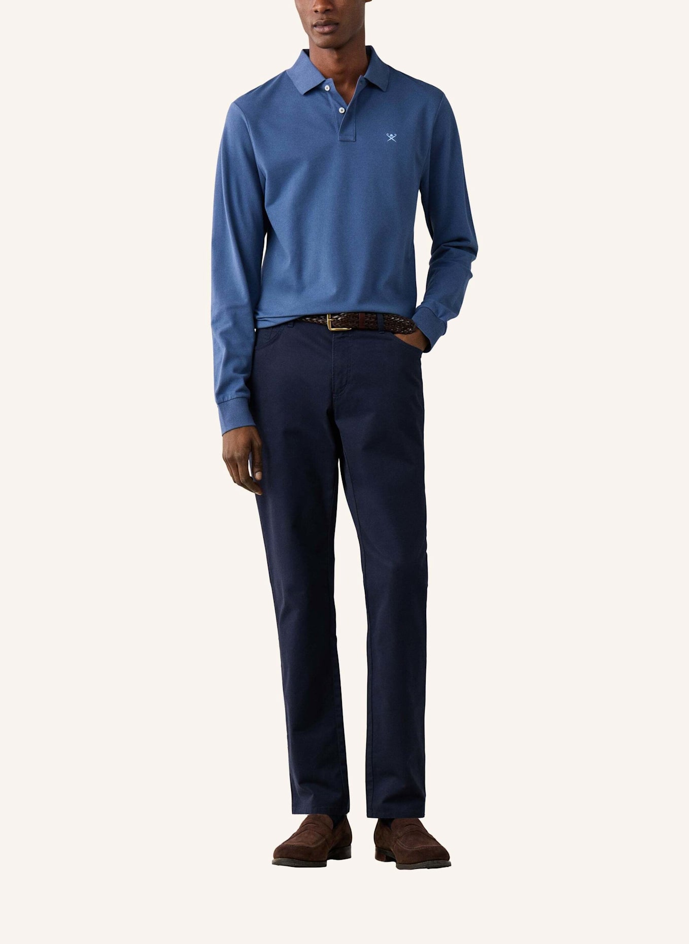 HACKETT LONDON Poloshirt SLIM FIT LOGO LS: BLAU