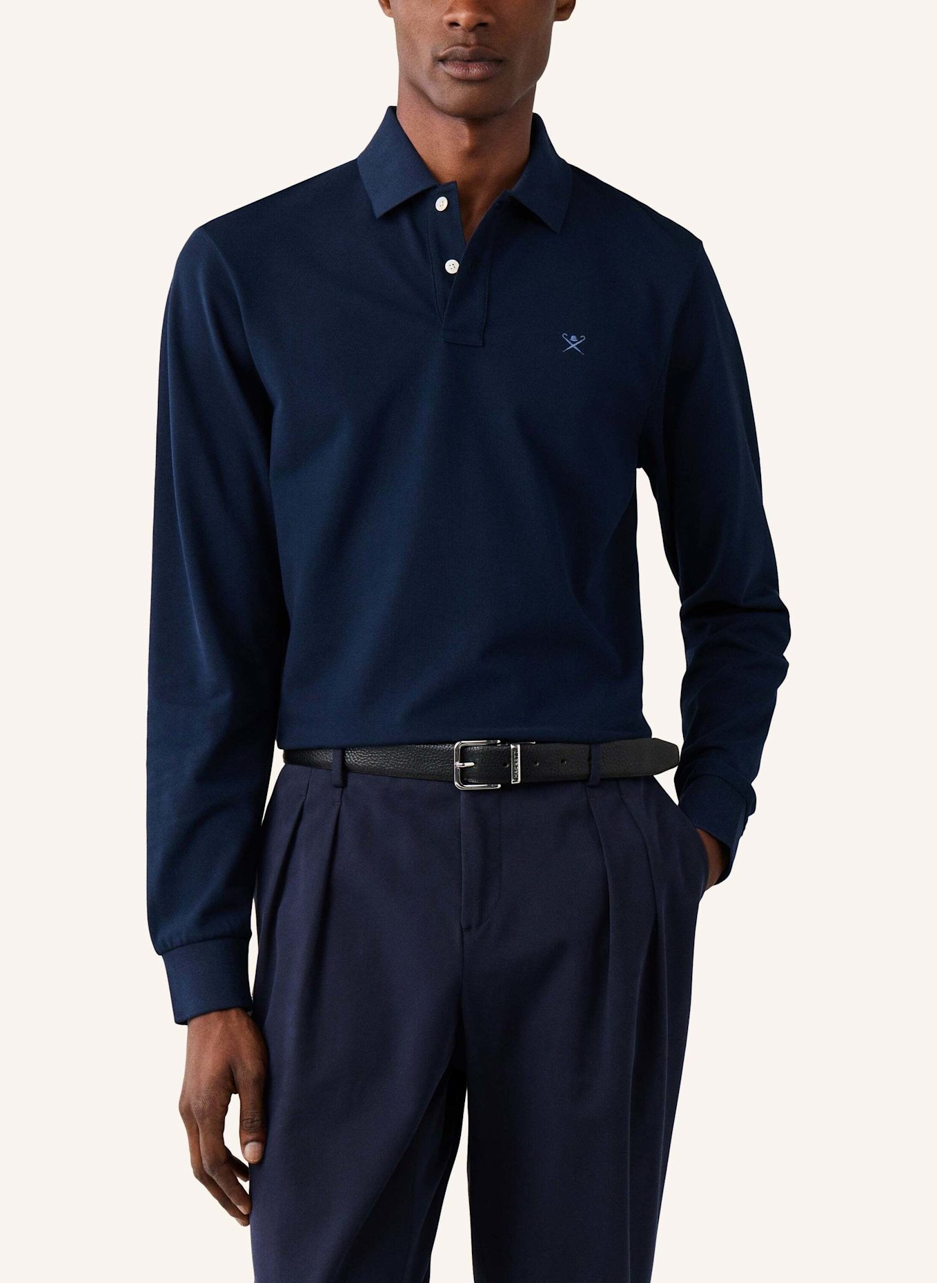 HACKETT LONDON Poloshirt SLIM FIT LOGO LS: DUNKELBLAU