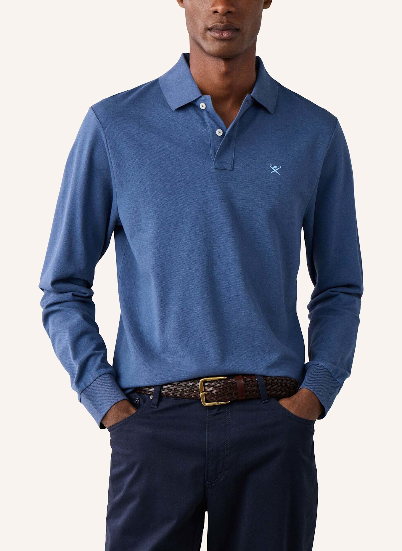 HACKETT LONDON Poloshirt SLIM FIT LOGO LS: BLAU