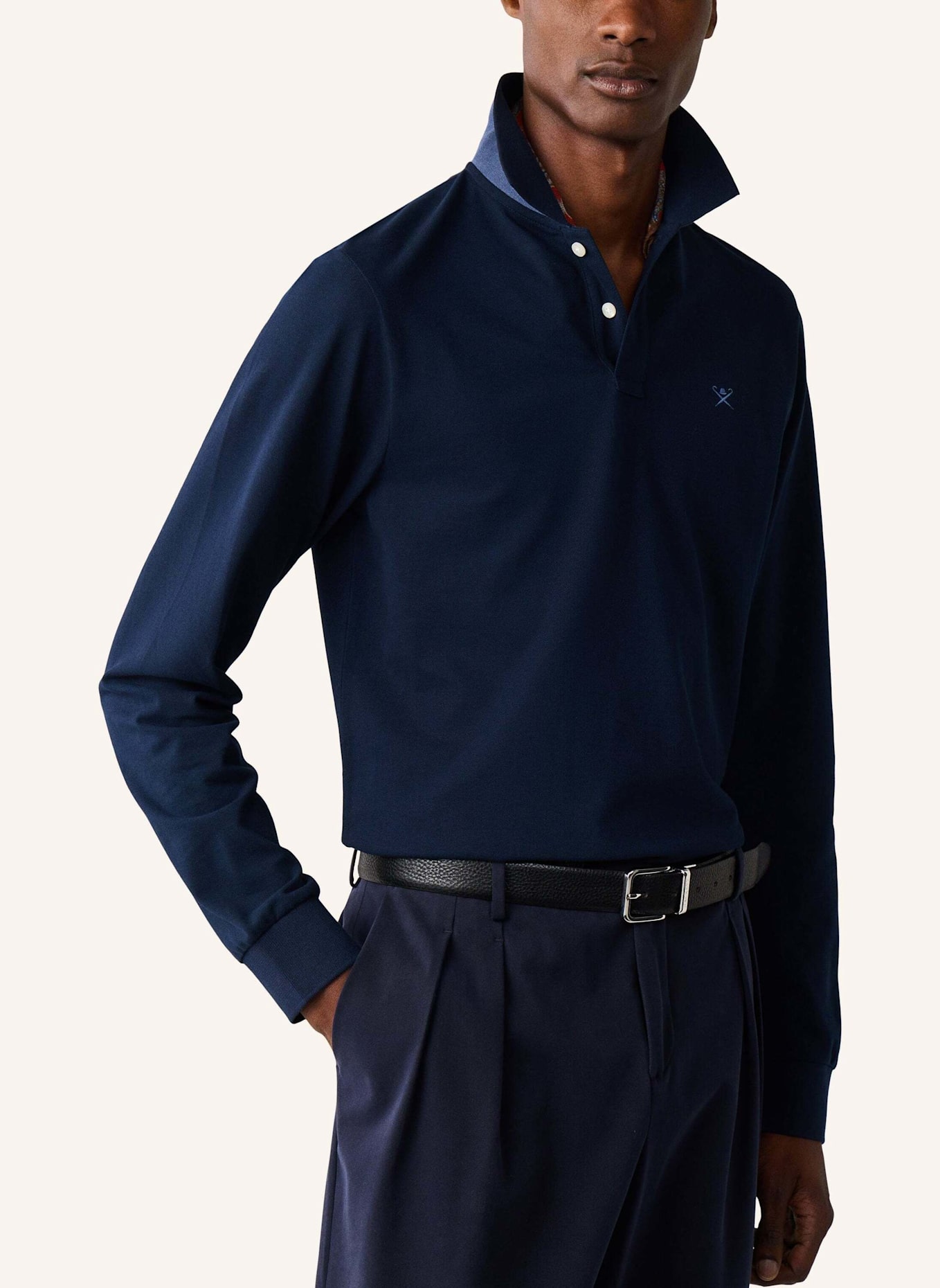 HACKETT LONDON Poloshirt SLIM FIT LOGO LS: DUNKELBLAU