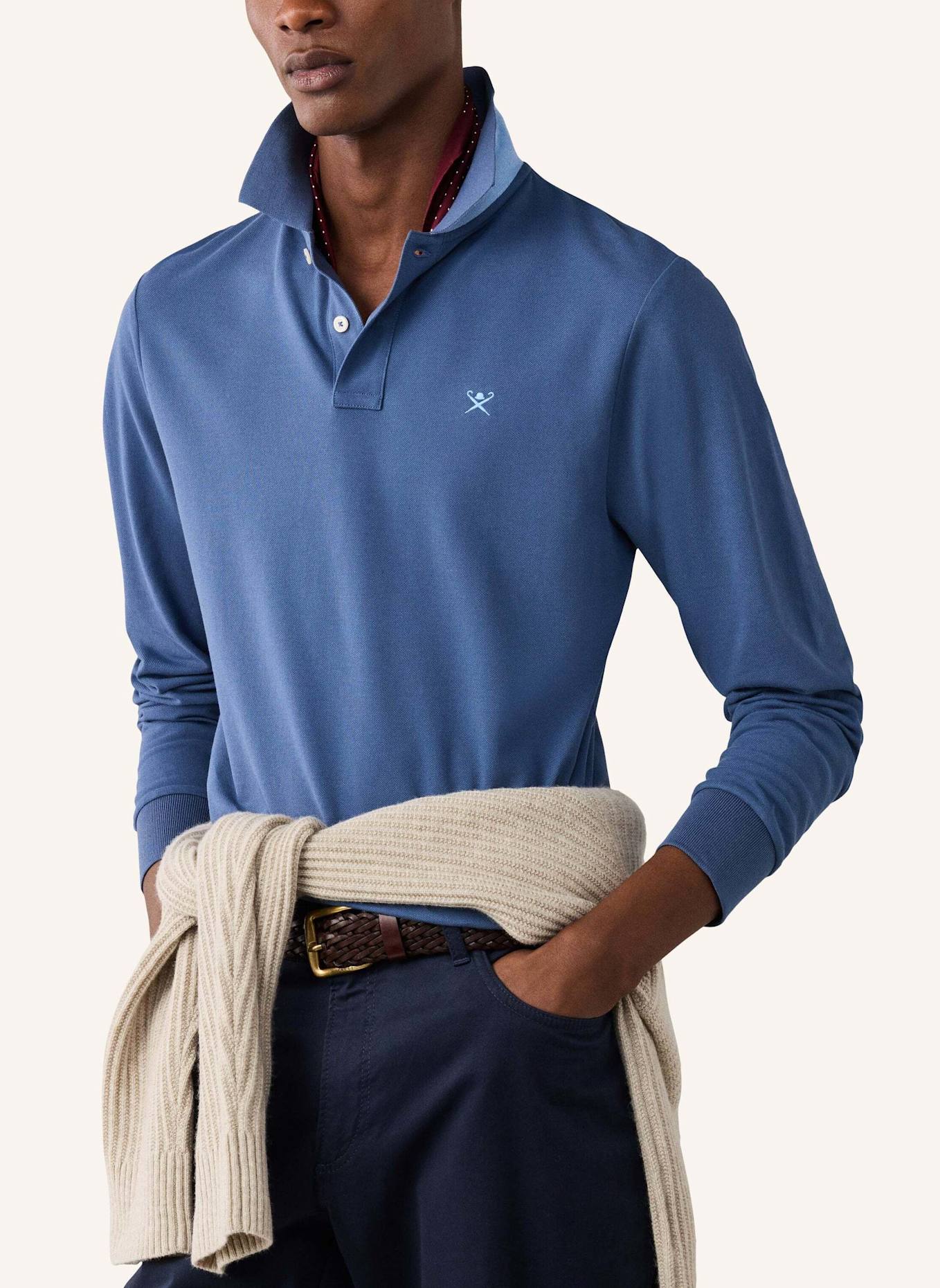 HACKETT LONDON Poloshirt SLIM FIT LOGO LS: BLAU
