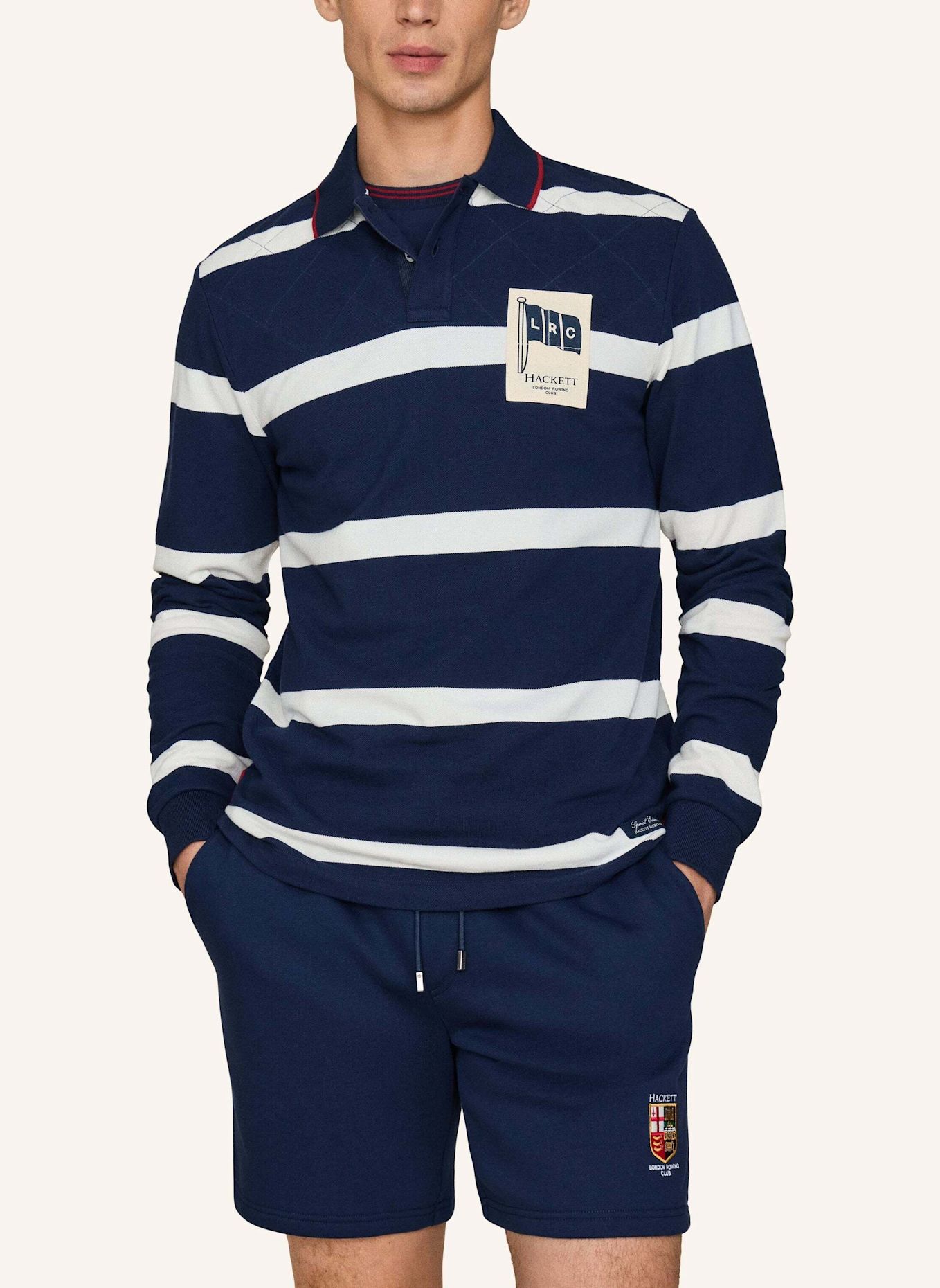 HACKETT LONDON Poloshirt HERITAGE LRC STR PL LS: BLAU