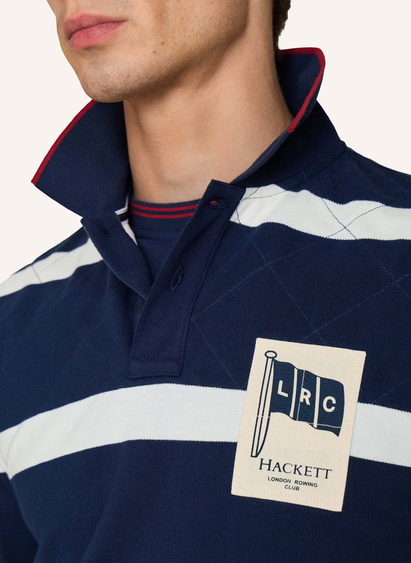 HACKETT LONDON Poloshirt HERITAGE LRC STR PL LS: BLAU