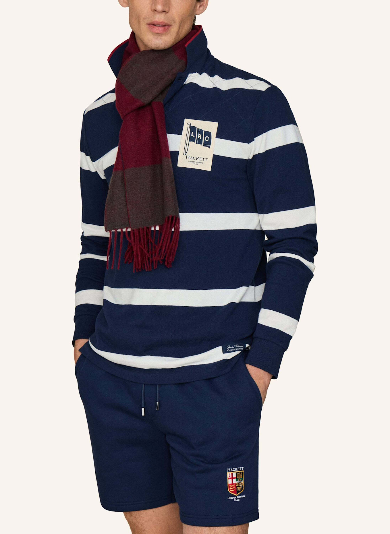 HACKETT LONDON Poloshirt HERITAGE LRC STR PL LS: BLAU