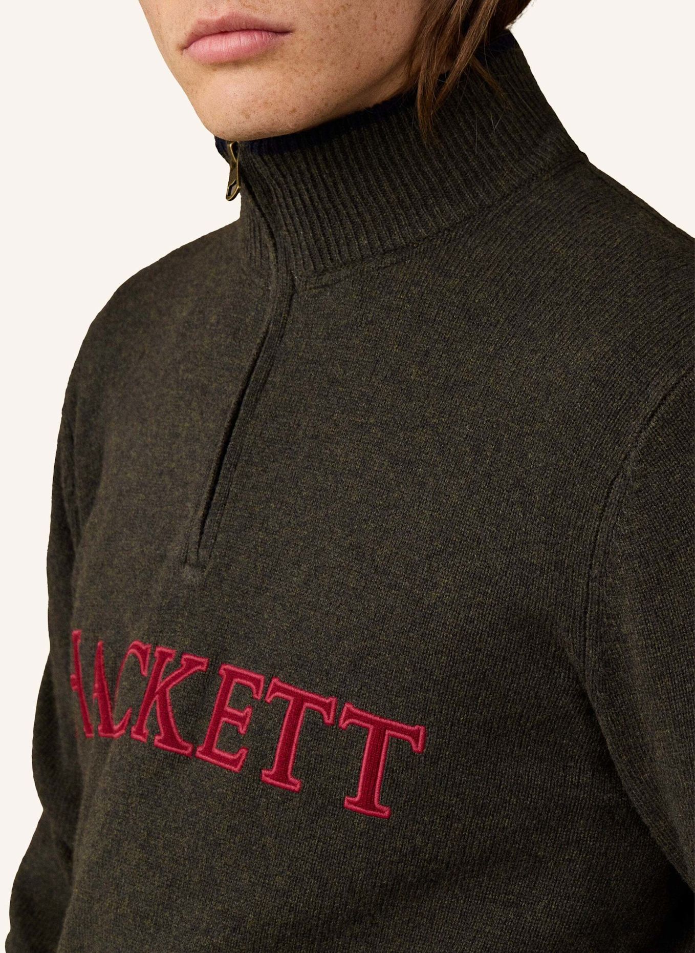 HACKETT LONDON Pullover HERITAGE KNIT HZIP: GRÜN