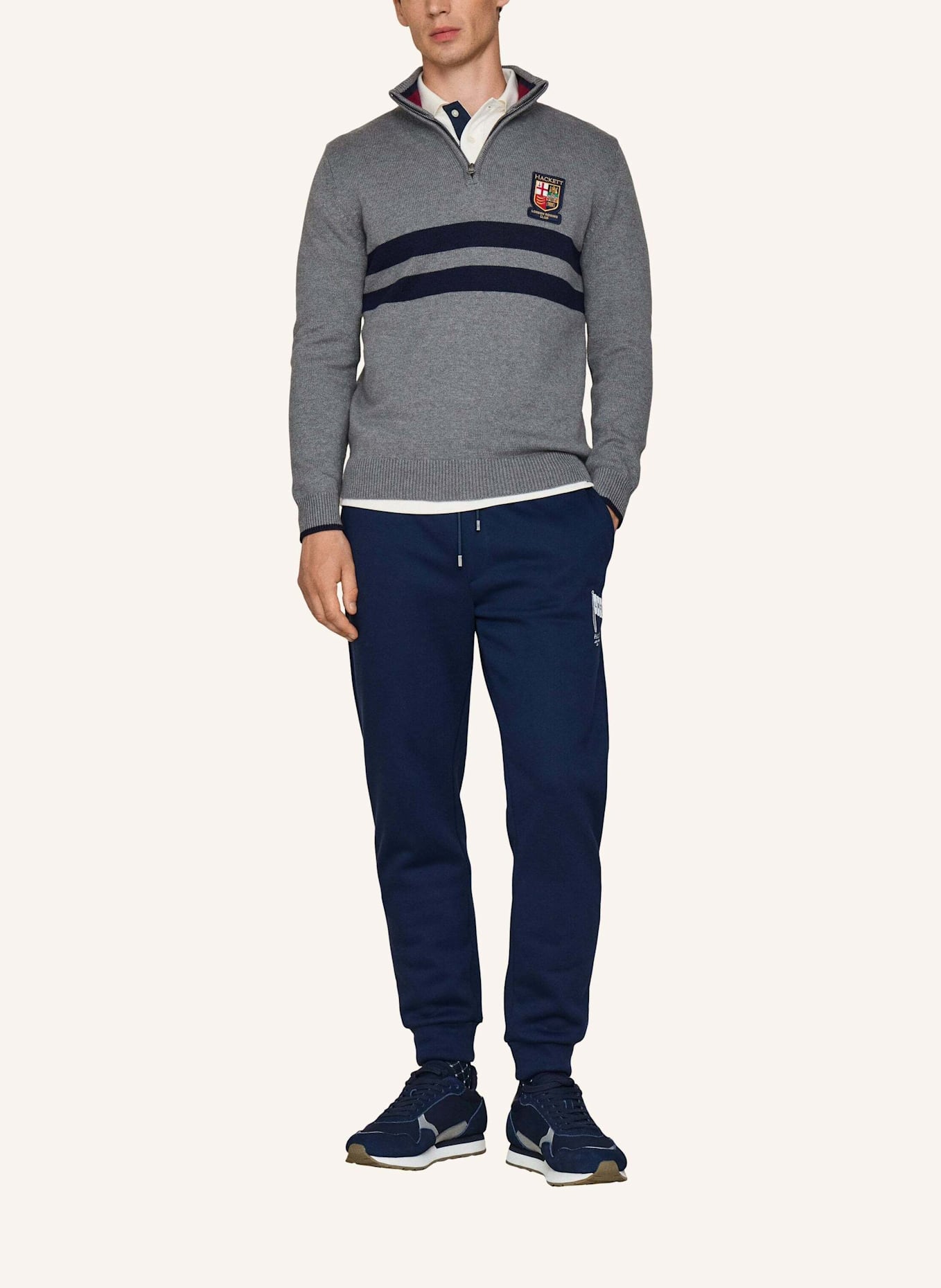 HACKETT LONDON Pullover HERITAGE LRC KNIT HZ: GRAU
