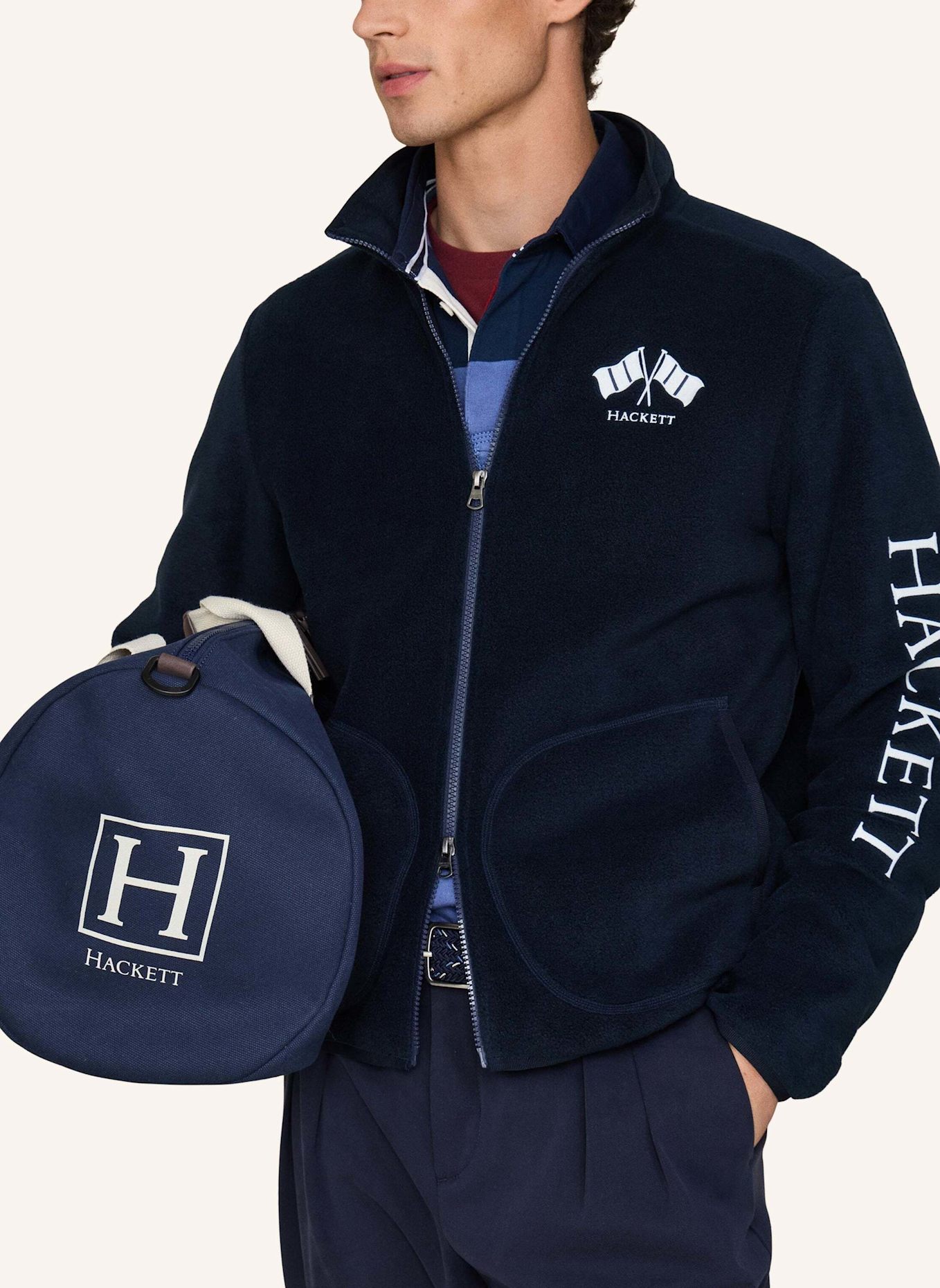 HACKETT LONDON Sweatshirt HERITAGE LRC POLAR FLC: BLAU