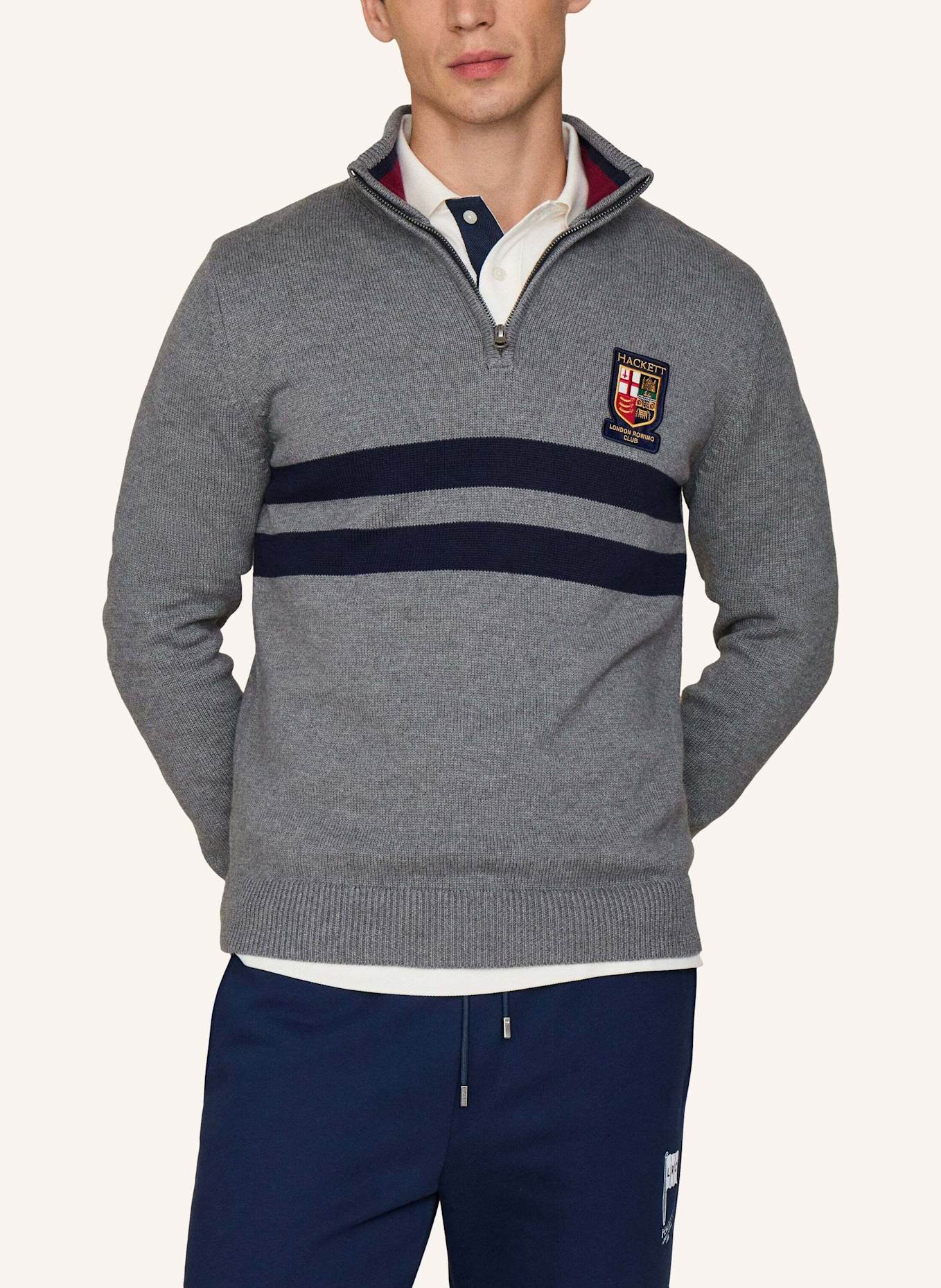 HACKETT LONDON Pullover HERITAGE LRC KNIT HZ: GRAU
