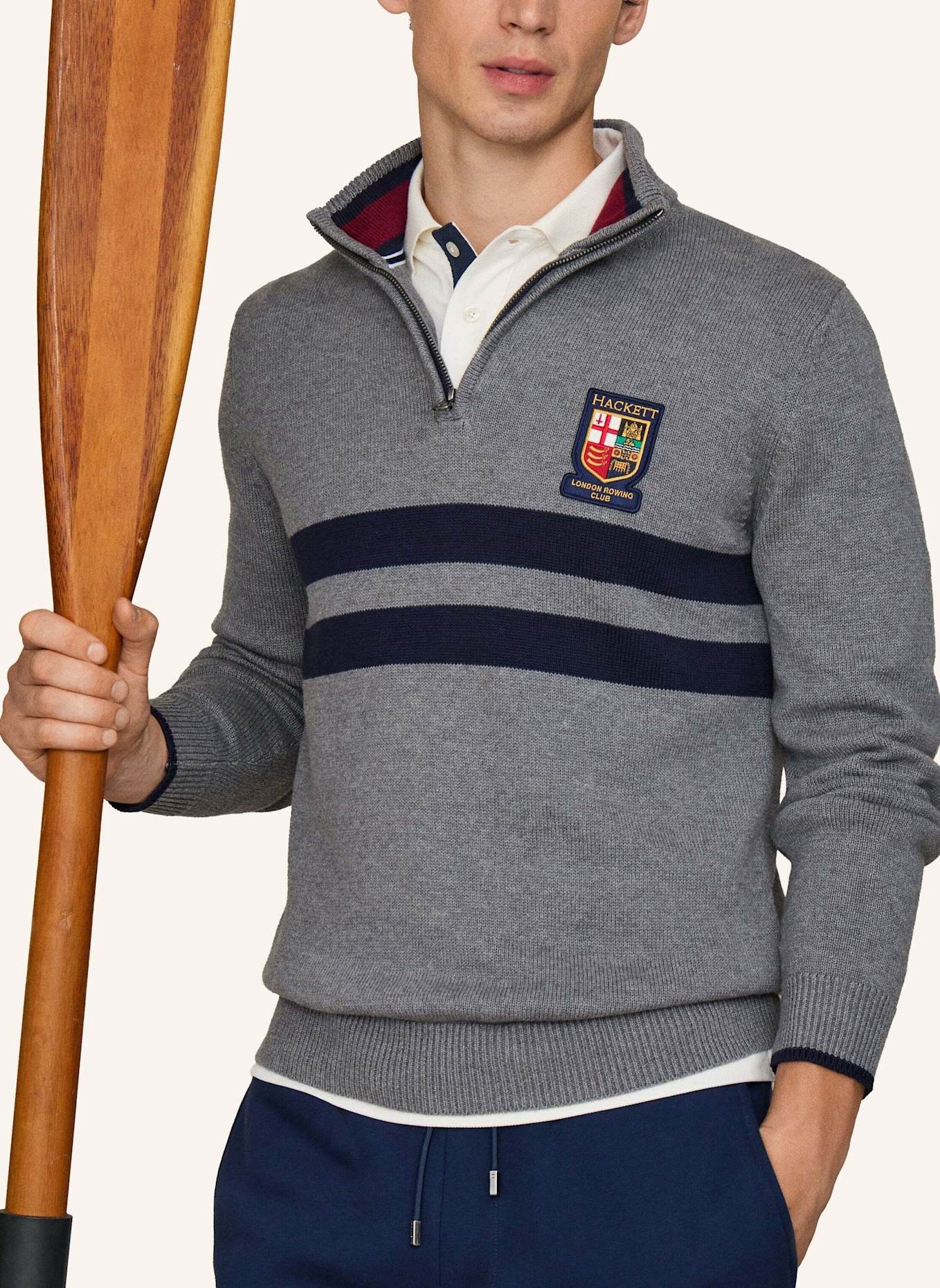 HACKETT LONDON Pullover HERITAGE LRC KNIT HZ: GRAU