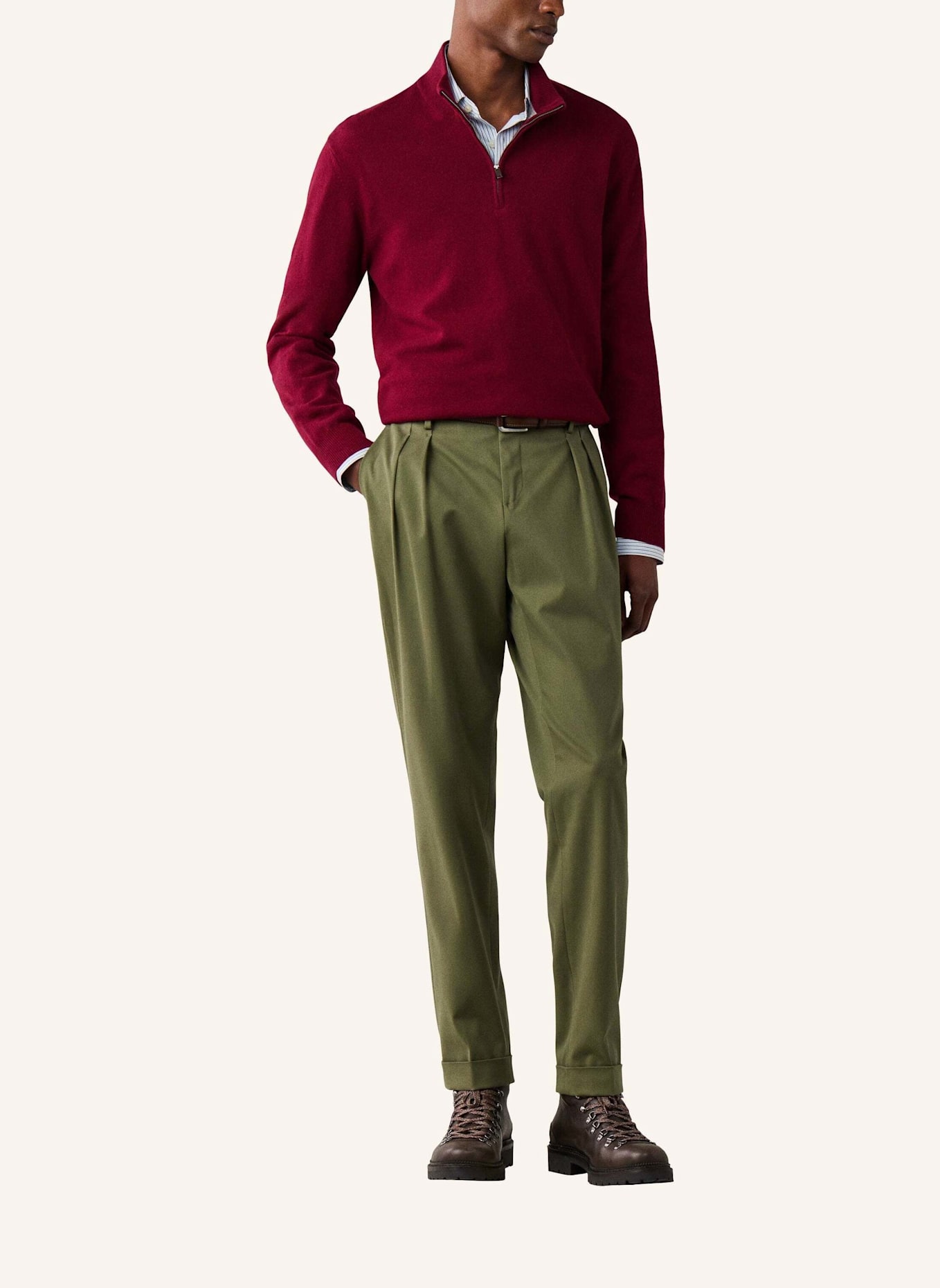 HACKETT LONDON Pullover MERINO CASH MIX HZIP: ROT