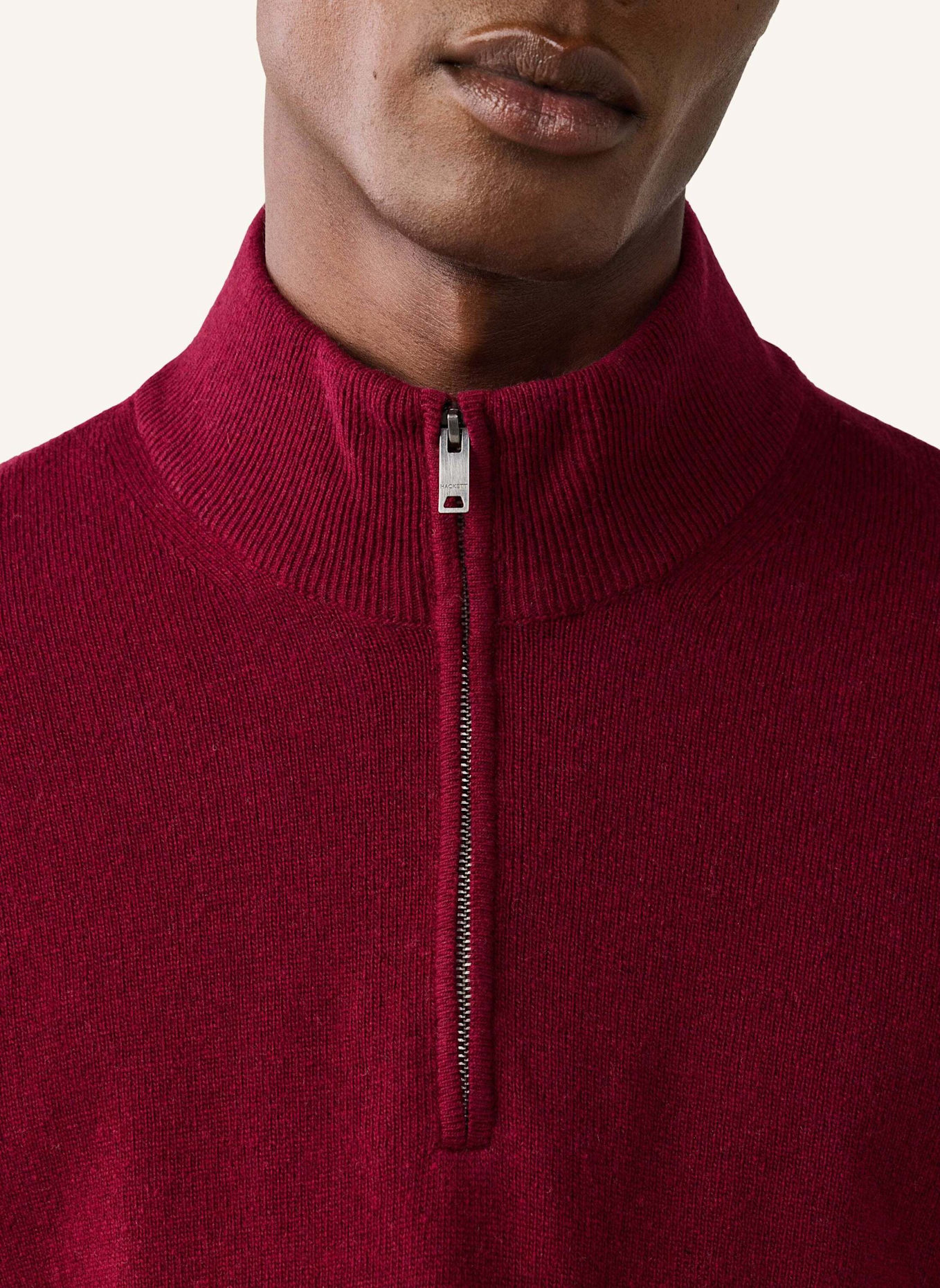 HACKETT LONDON Pullover MERINO CASH MIX HZIP: ROT