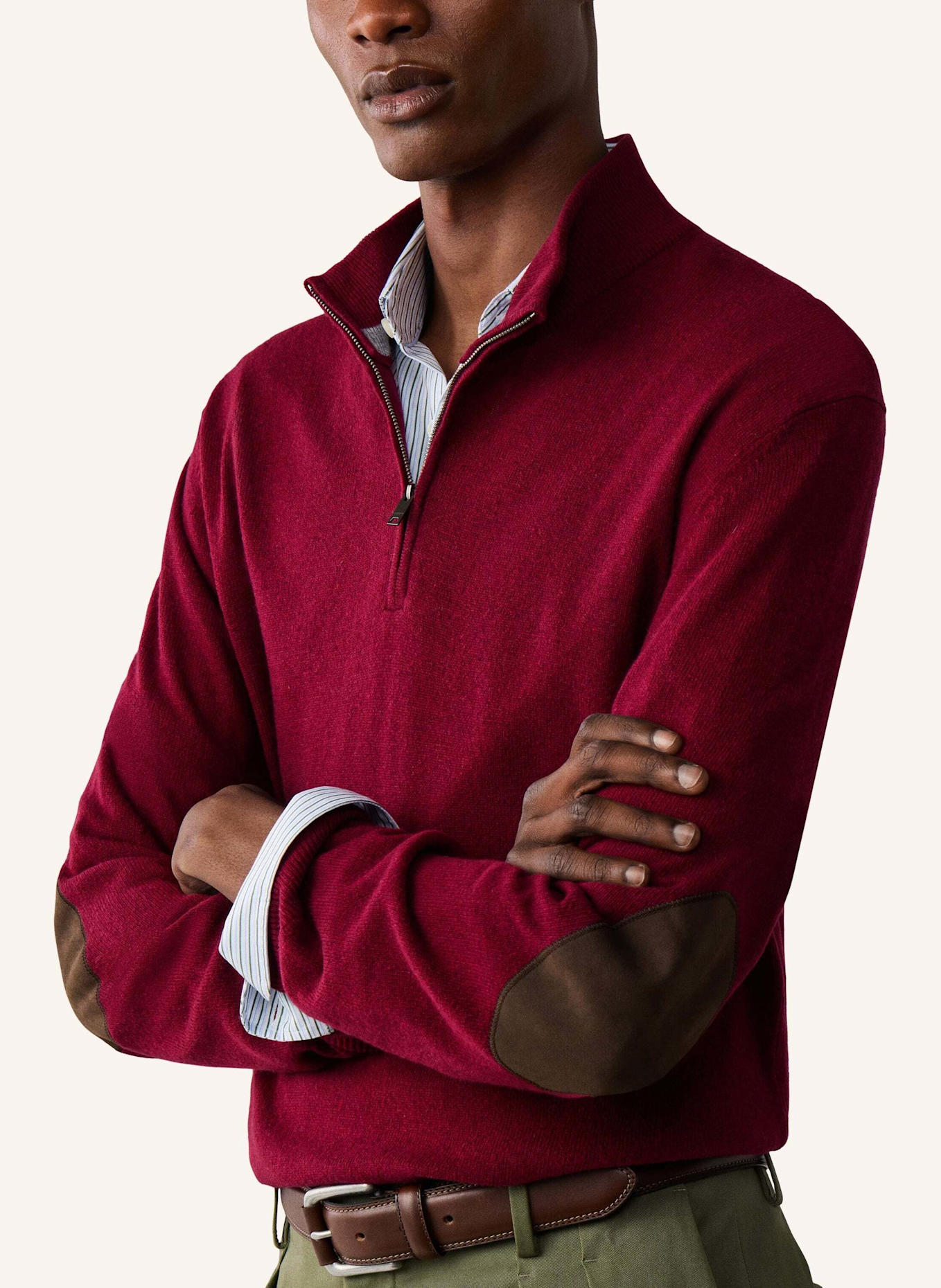 HACKETT LONDON Pullover MERINO CASH MIX HZIP: ROT