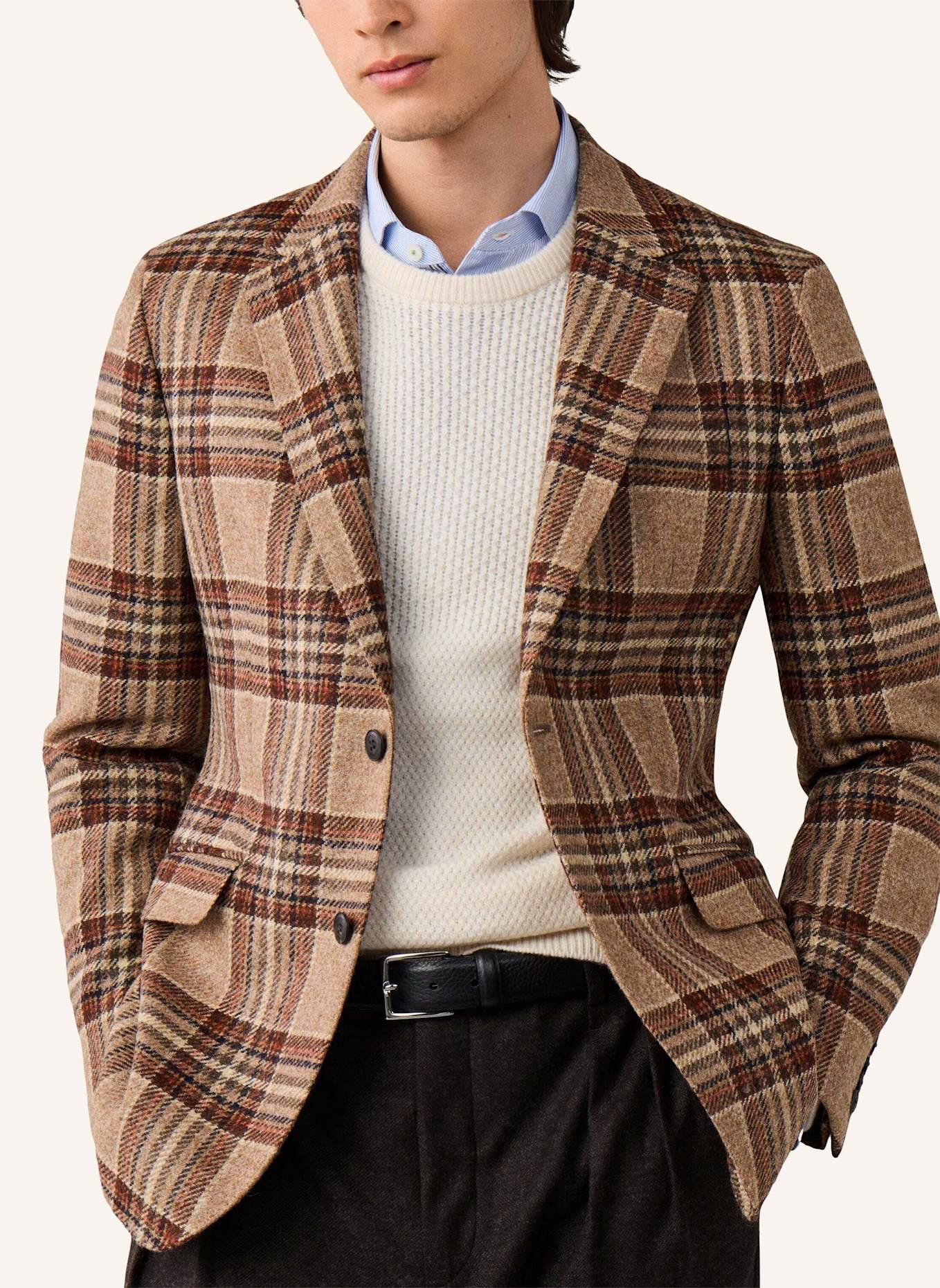 HACKETT LONDON Sakko TWEED COUNTRY CHECK: BEIGE