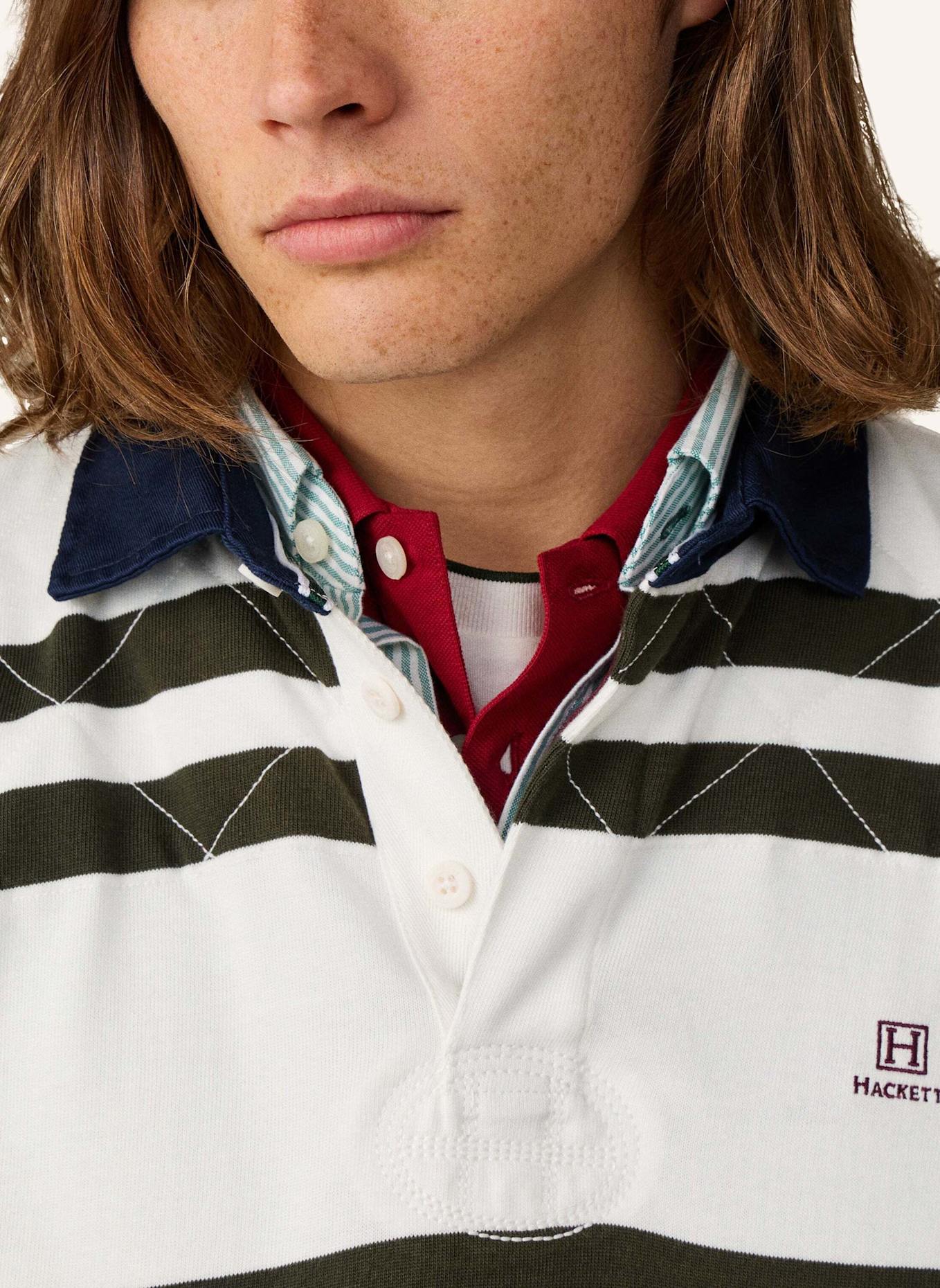 HACKETT LONDON Poloshirt HERITAGE H DBL STR RBY: CREME