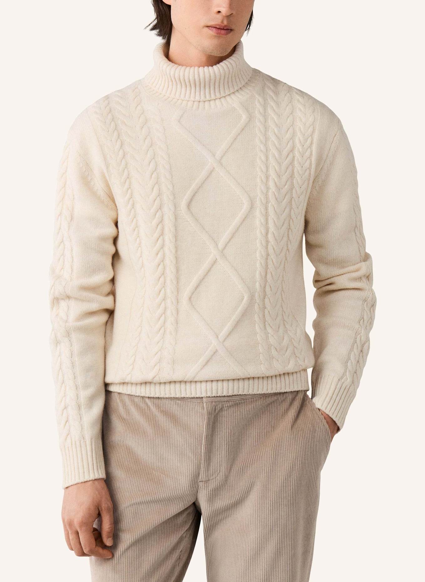 HACKETT LONDON Pullover ARGYLE CABLE ROLL NK: CREME
