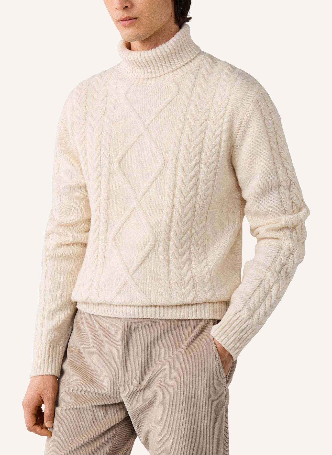 HACKETT LONDON Pullover ARGYLE CABLE ROLL NK: CREME