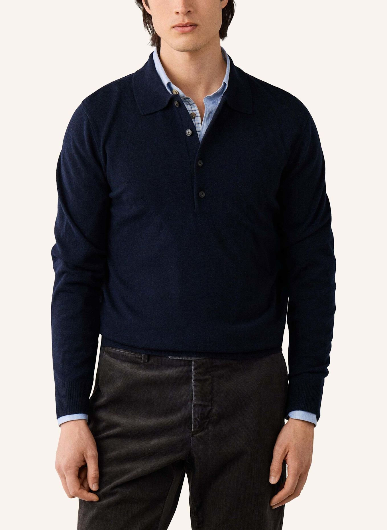 HACKETT LONDON Pullover LAMBSWOOL POLO: BLAU