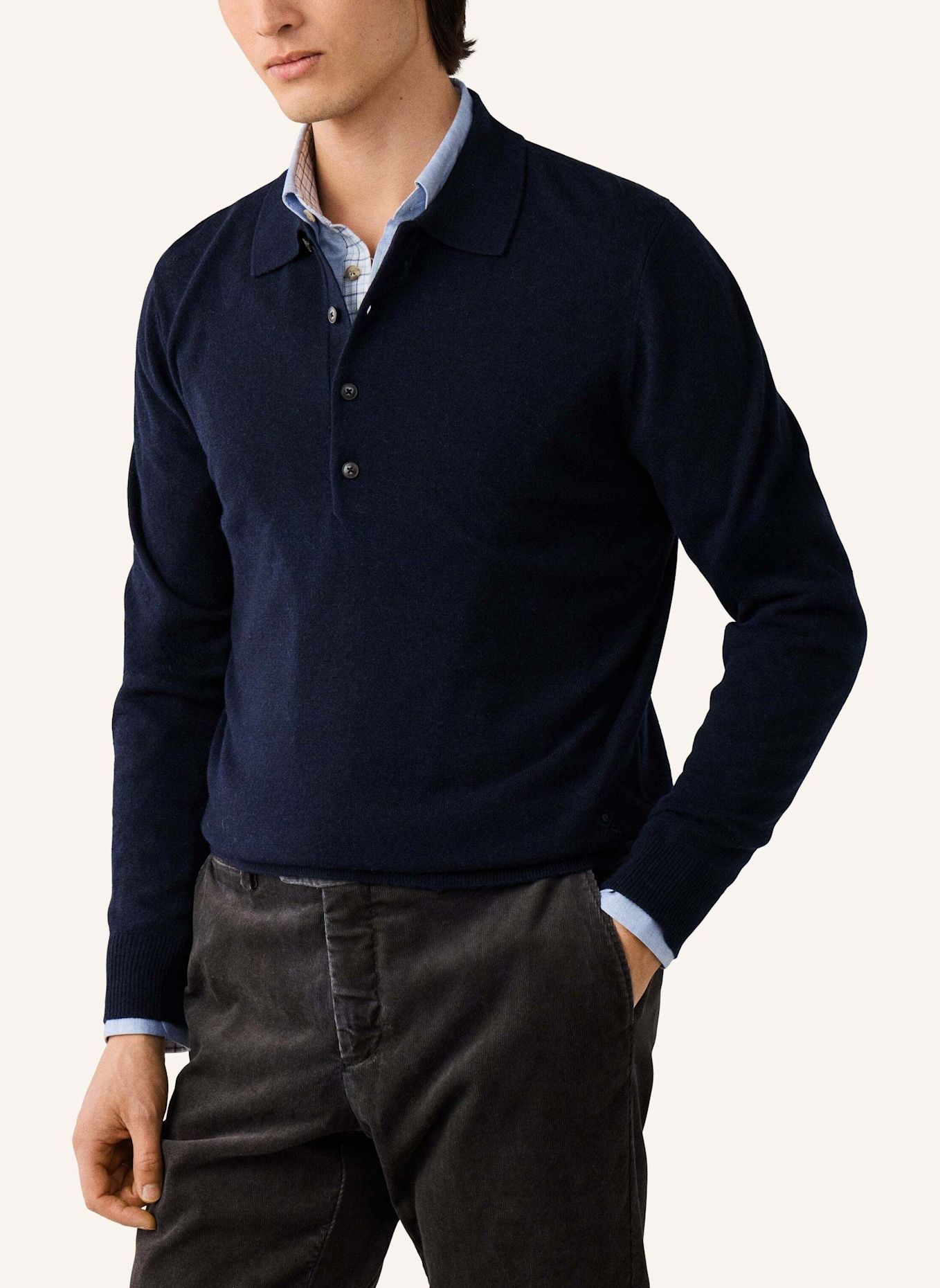HACKETT LONDON Pullover LAMBSWOOL POLO: BLAU
